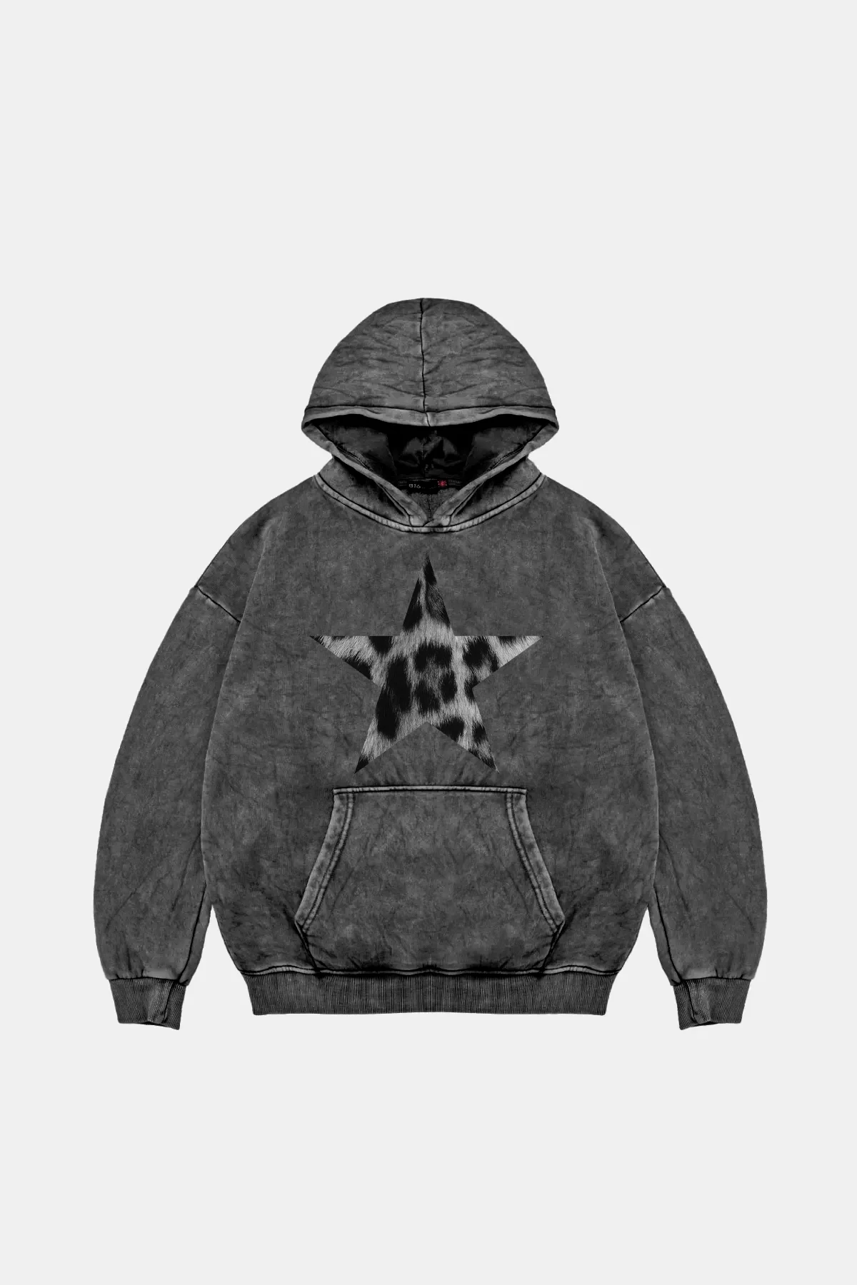 Leopar Starz V2 Baskılı Oversize Unisex Premium Yıkamalı Siyah Hoodie