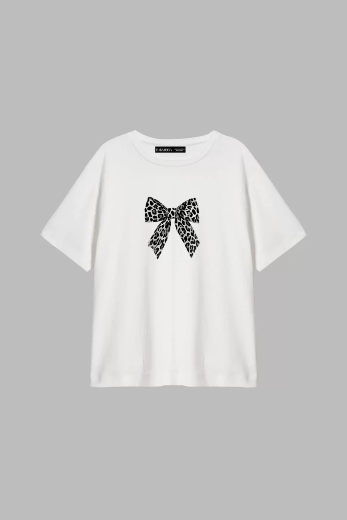 Leopar V2 Baskılı Relaxed Fit Beyaz Kadın Tshirt