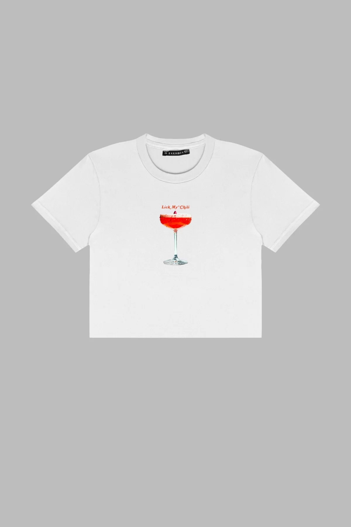 Lick My Chili Baskılı Beyaz Crop Top