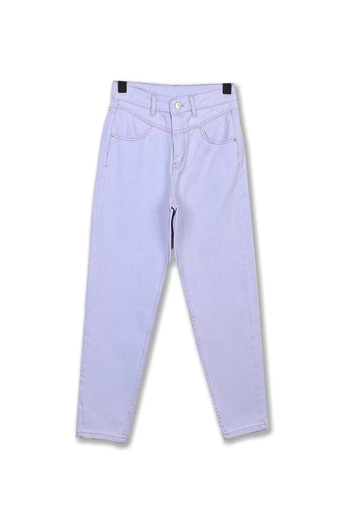 Basic Contalı Premium Lila Kadın Mom Pantolon
