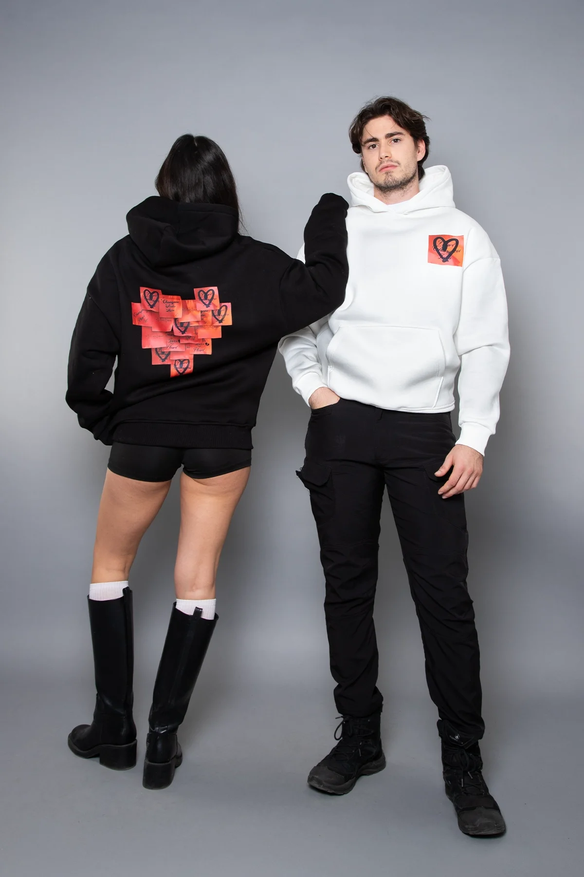 Love Baskılı Oversize Unisex Siyah Hoodie