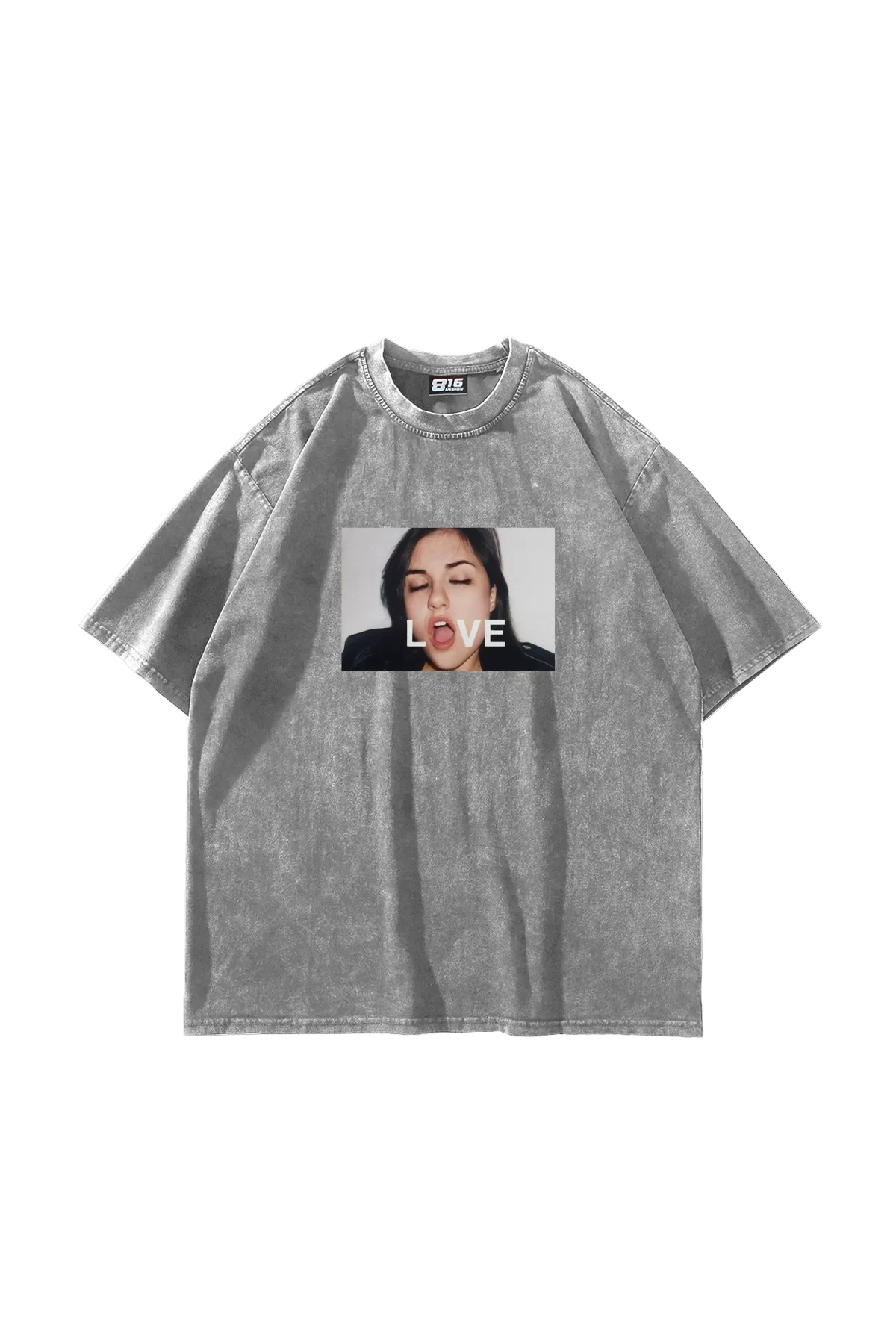 Love Baskılı Oversize Unisex Yıkamalı Beyaz Tshirt