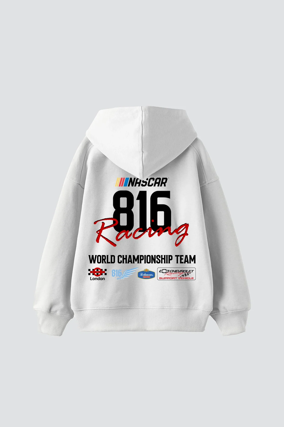 Lucky Seven Baskılı Oversize Unisex Beyaz Hoodie