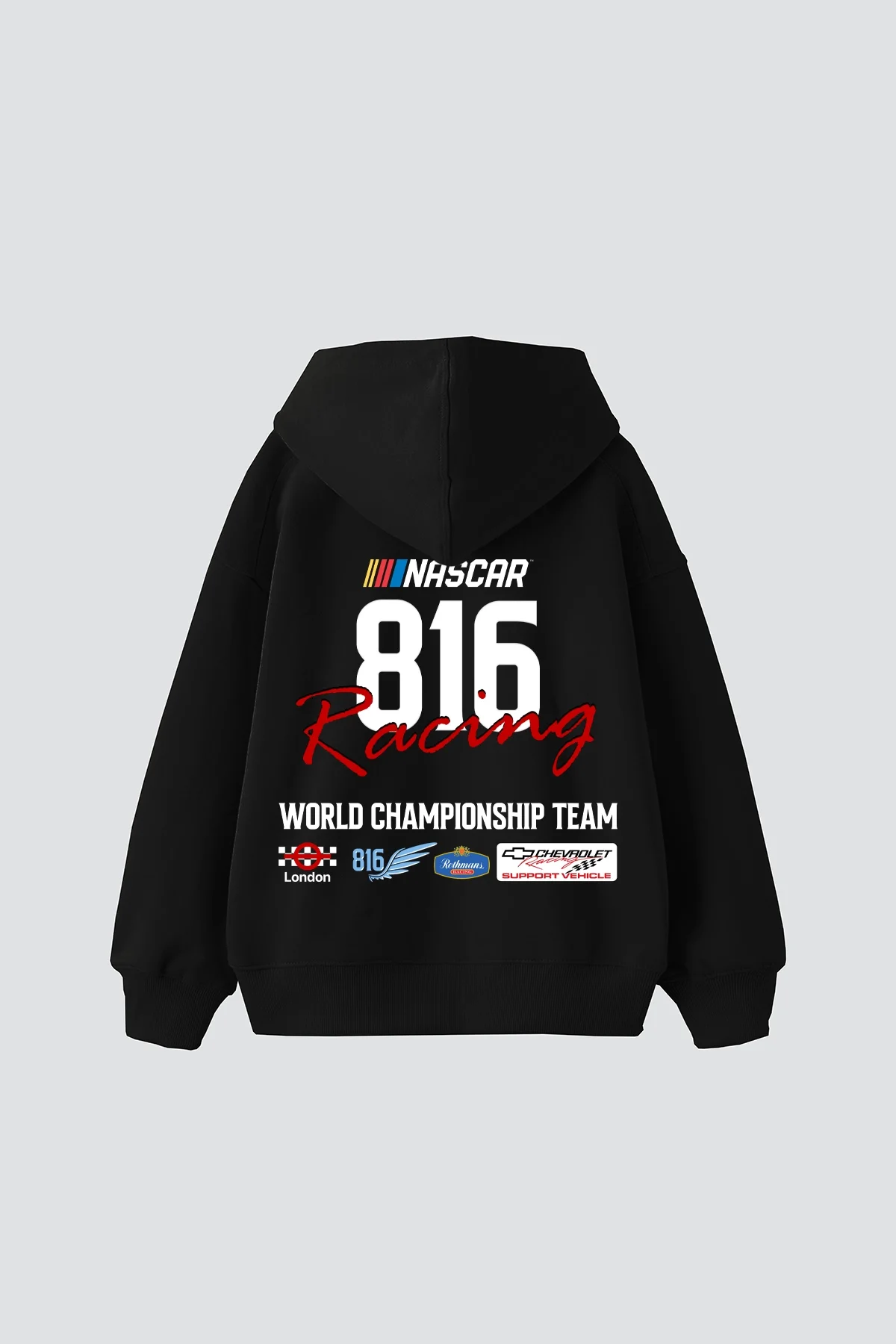 Lucky Seven Baskılı Oversize Unisex Siyah Hoodie