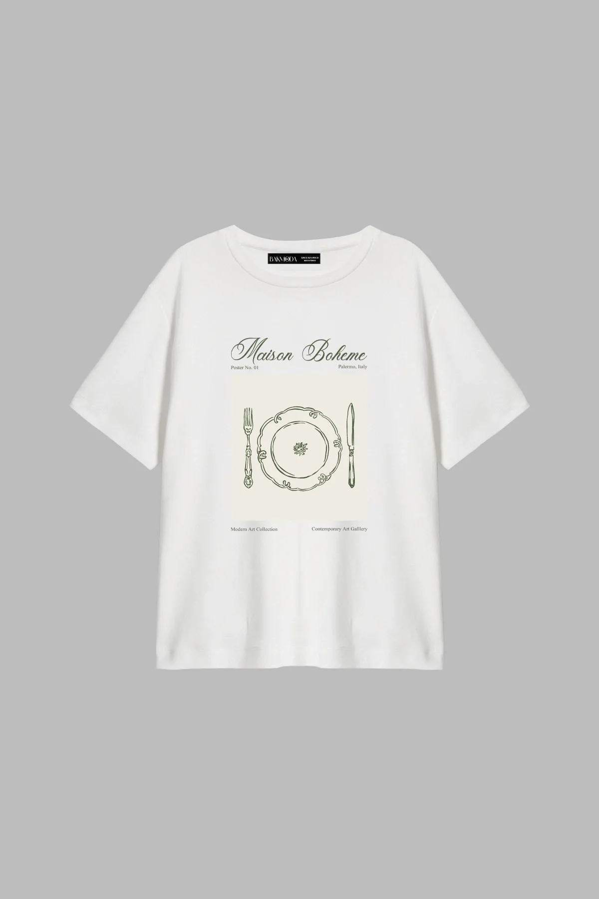 Maison Boheme Baskılı Relaxed Fit Beyaz Kadın Tshirt