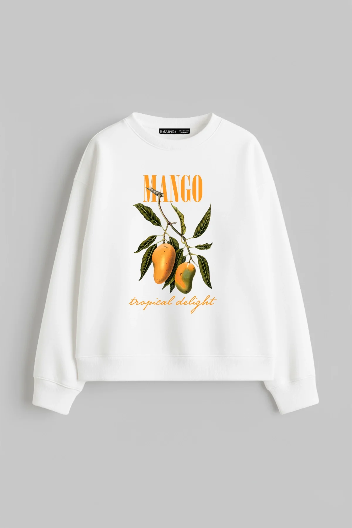 Mango Tropical Delight Baskılı Kapüşonsuz Relaxed Fit Kadın Beyaz Sweatshirt