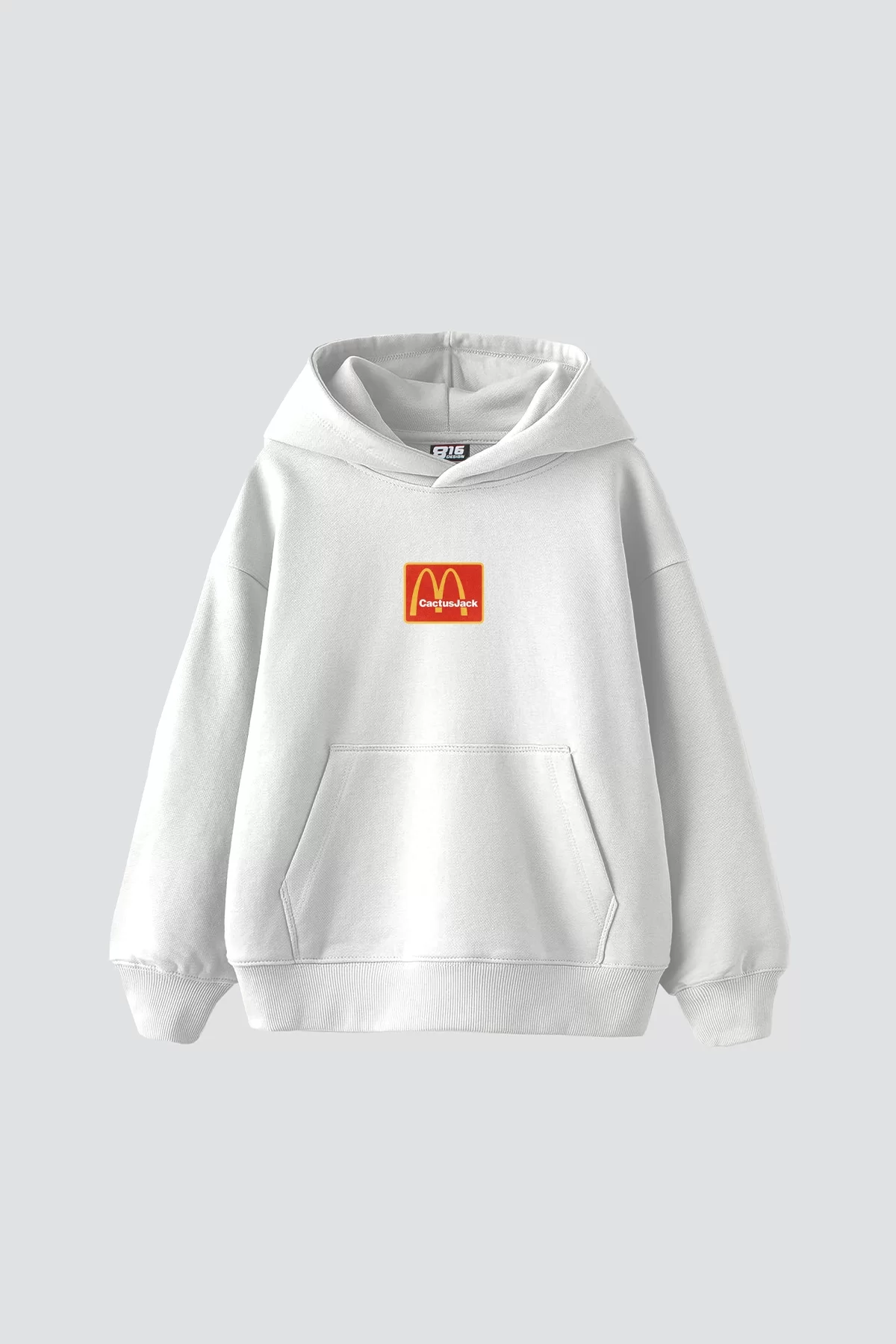 Mc. Cactus Jack Baskılı Oversize Unisex Premium Beyaz Hoodie