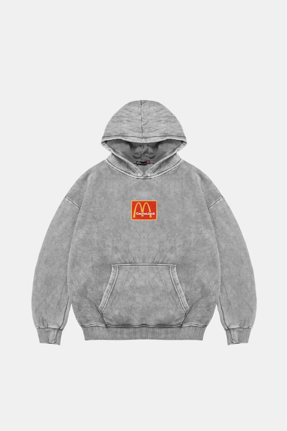 Mc. Cactus Jack Baskılı Oversize Unisex Premium Yıkamalı Beyaz Hoodie