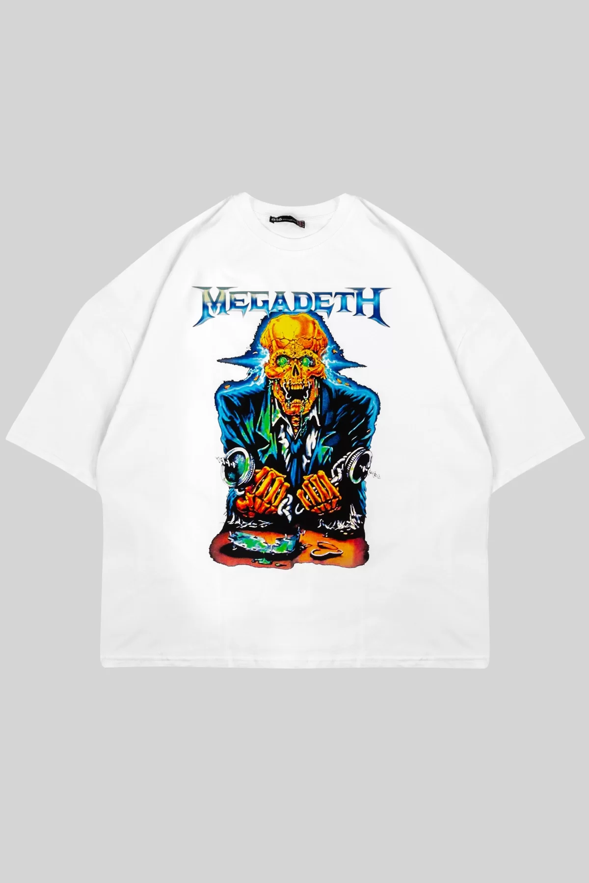Megadeth Baskılı Beyaz Oversize Tshirt