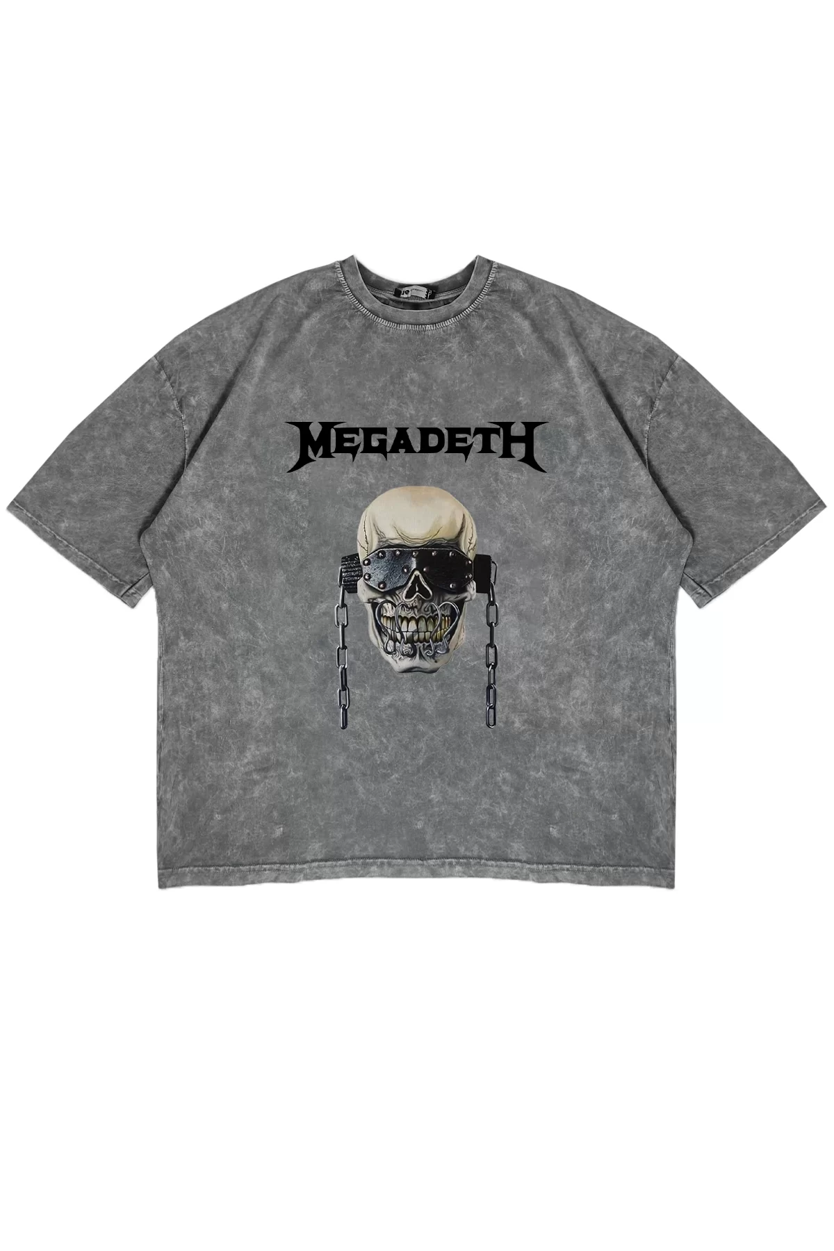 Megadeth Baskılı Beyaz Yıkamalı Unisex Oversize Tshirt