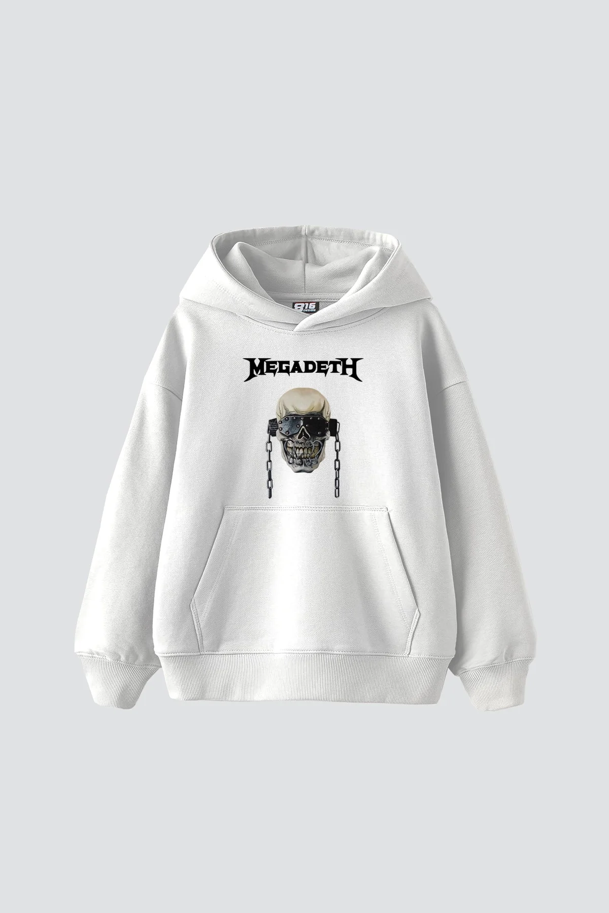 Megadeth Baskılı Oversize Unisex Beyaz Hoodie