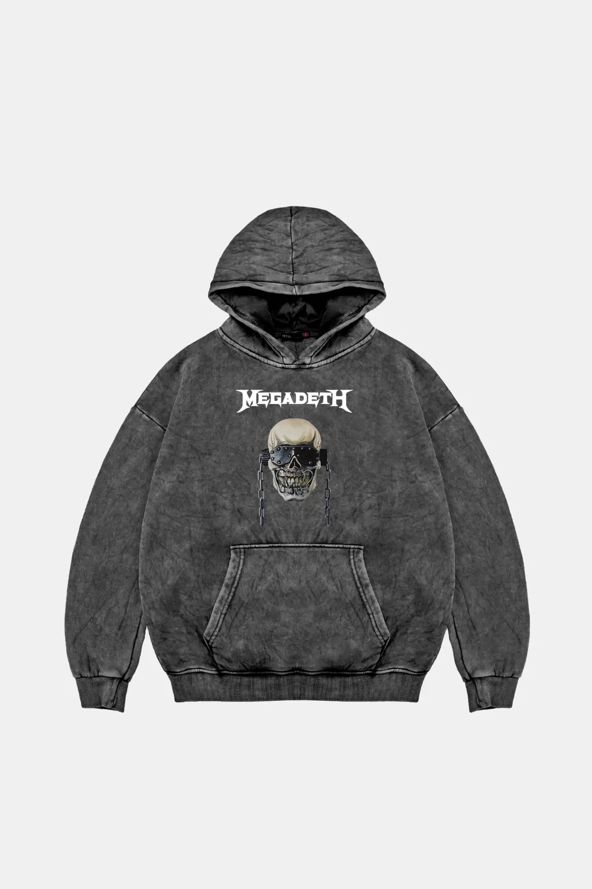 Megadeth Baskılı Oversize Unisex Yıkamalı Siyah Hoodie
