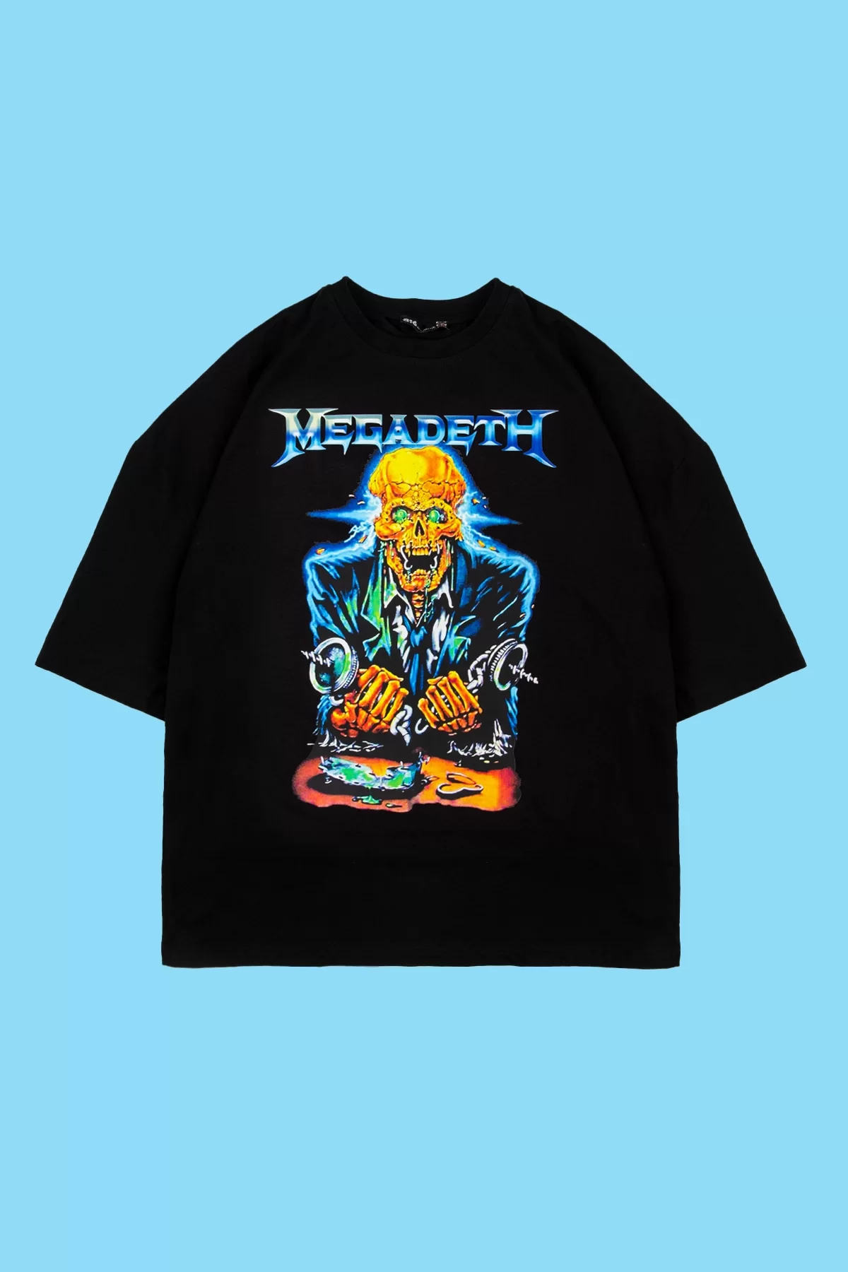 Megadeth Baskılı Siyah Oversize Tshirt