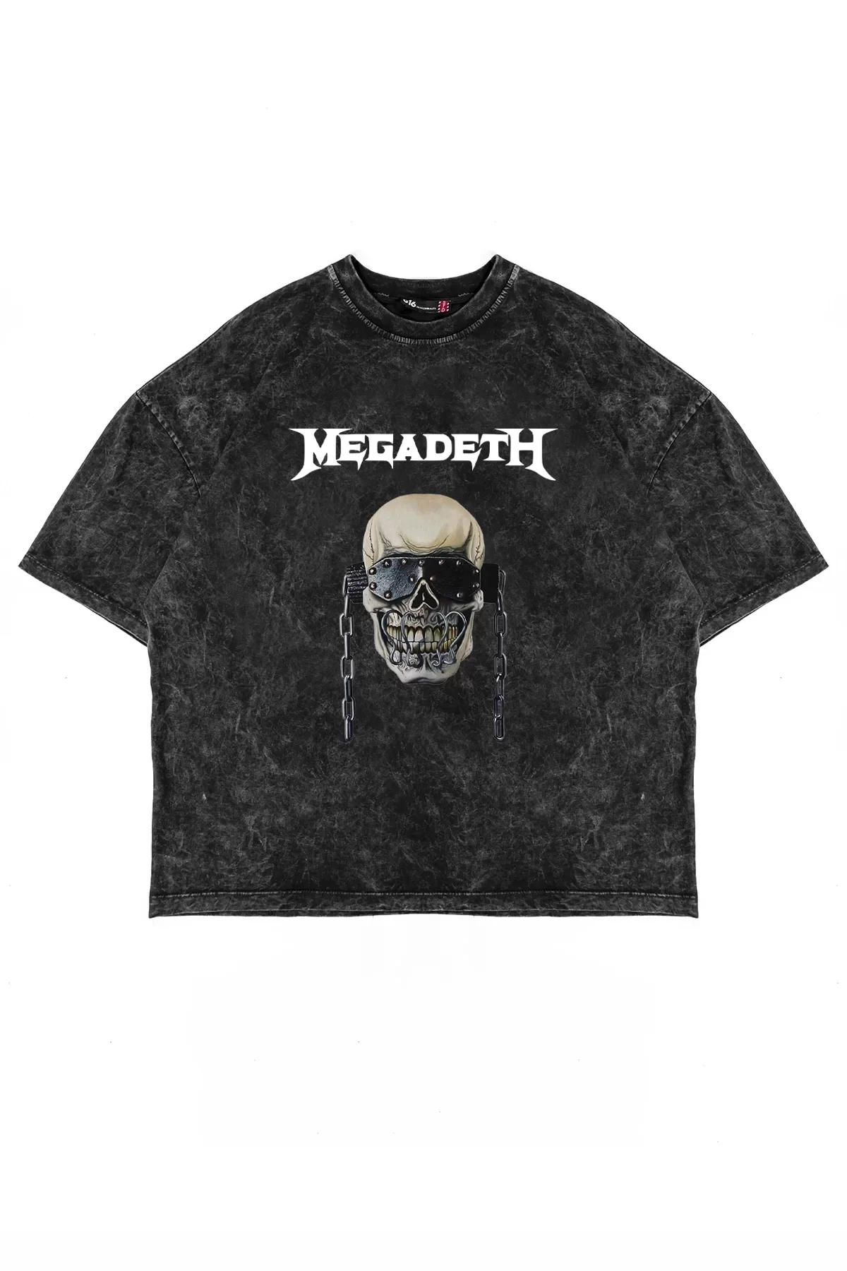 Megadeth Baskılı Siyah Yıkamalı Unisex Oversize Tshirt