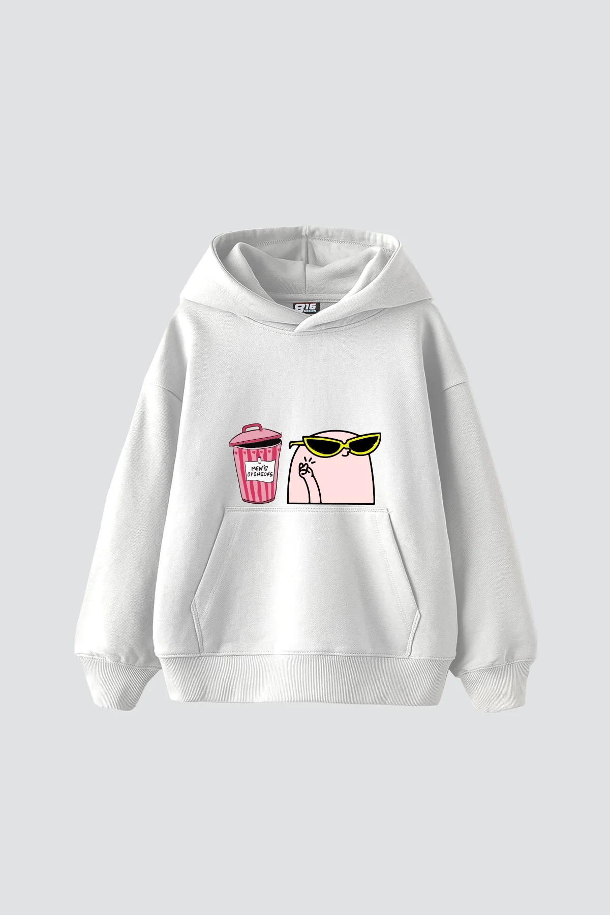 Mens Opinions Baskılı Oversize Unisex Beyaz Hoodie