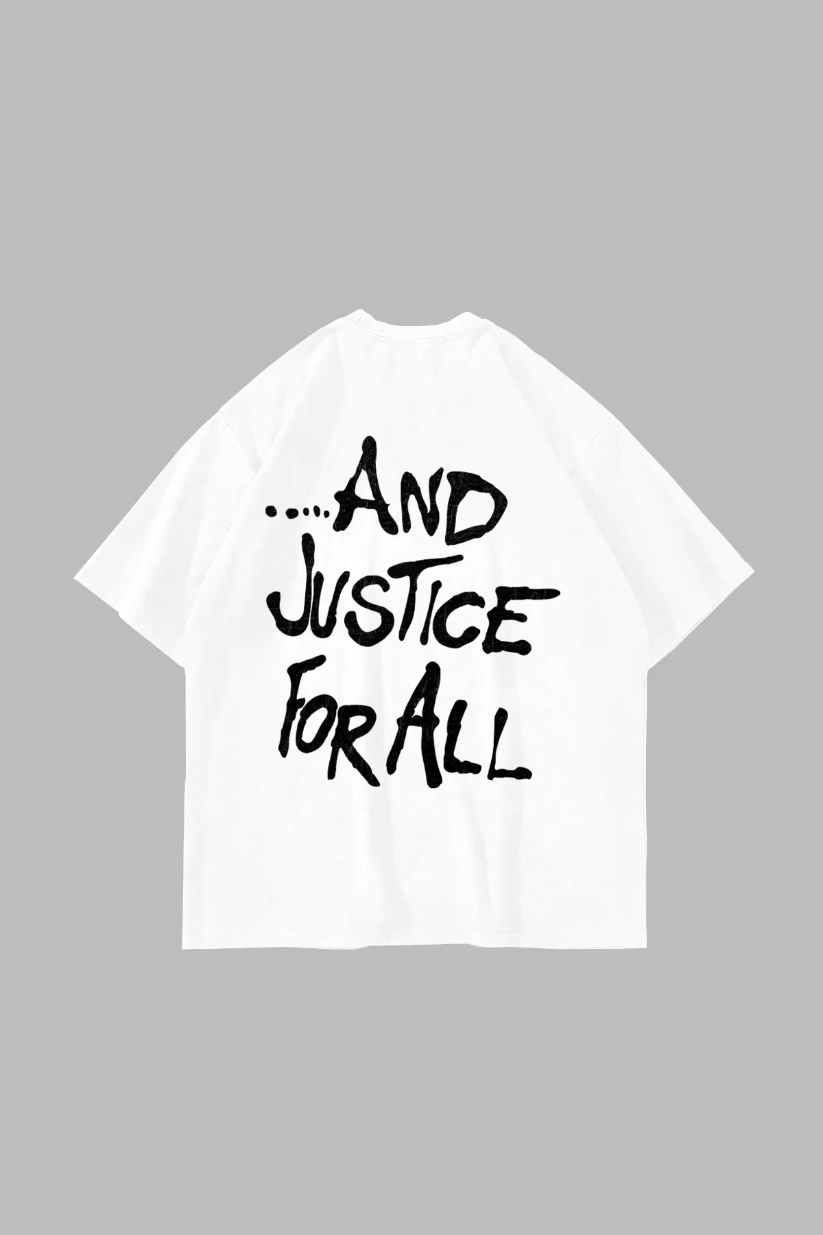 Metallica And Justice For All Baskılı Oversize Unisex Beyaz Tshirt