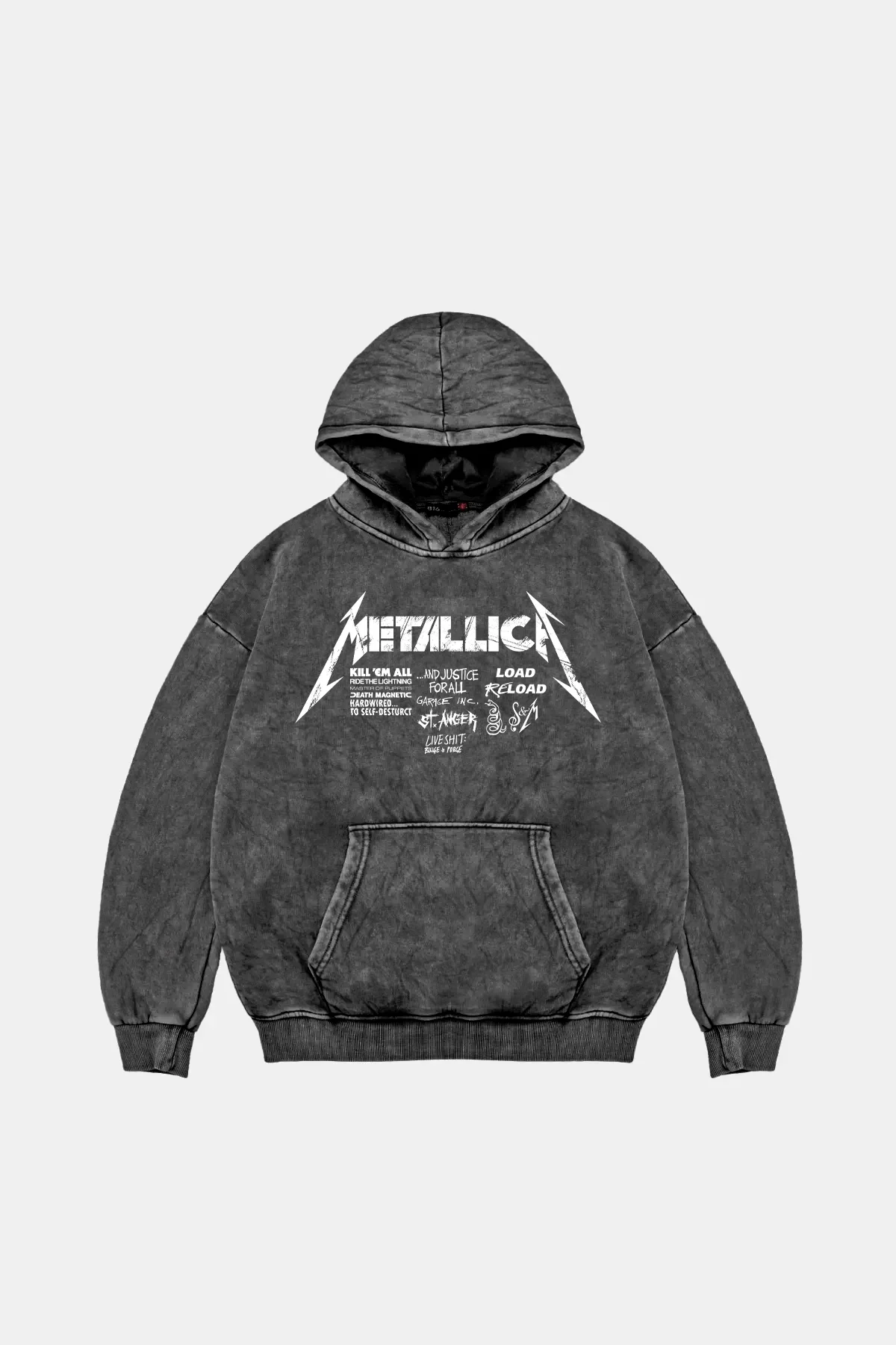 Metallica Road Reload Oversize Unisex Yıkamalı Siyah Hoodie