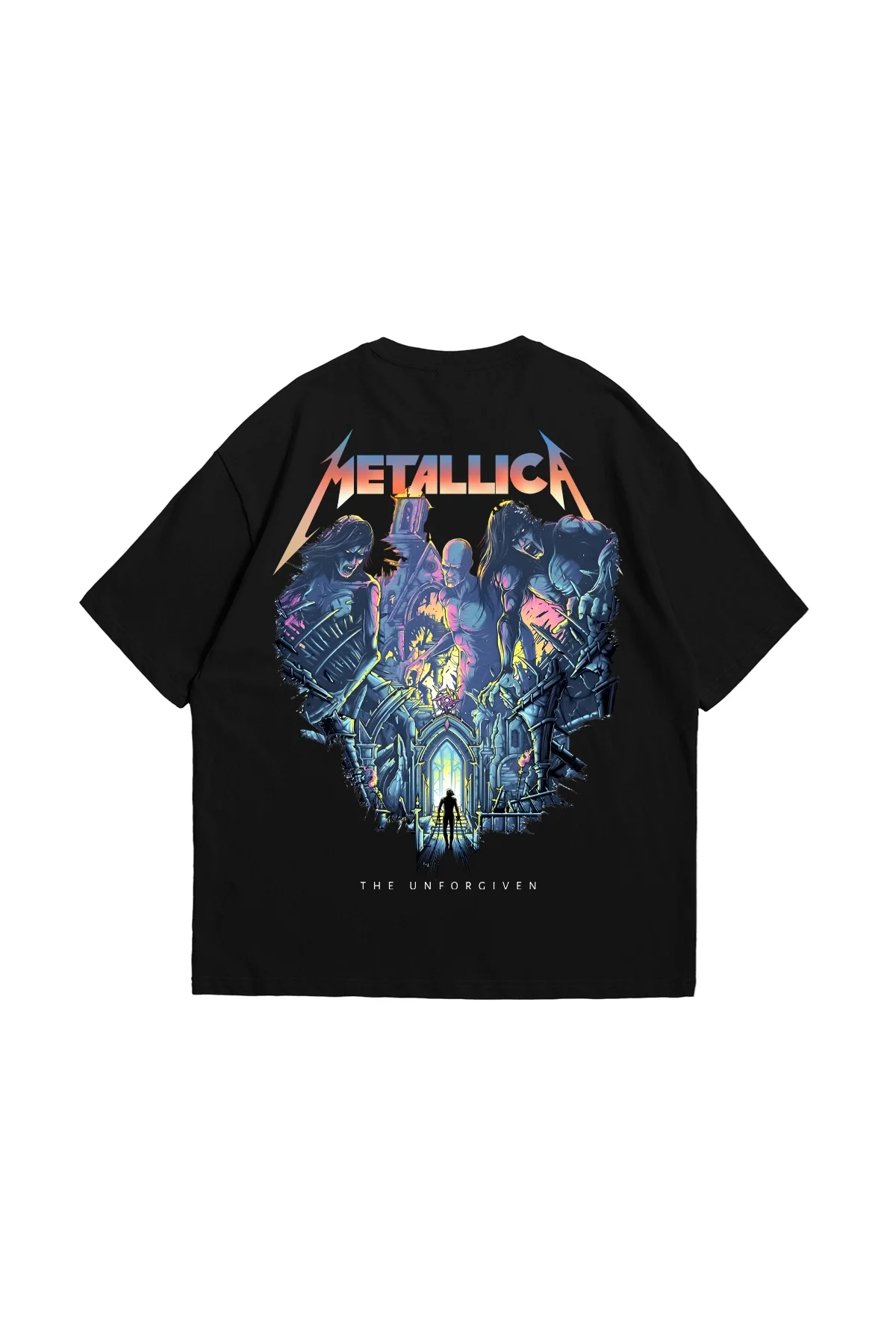 Metallica Unforgiven Baskılı Siyah Oversize Unisex Tshirt