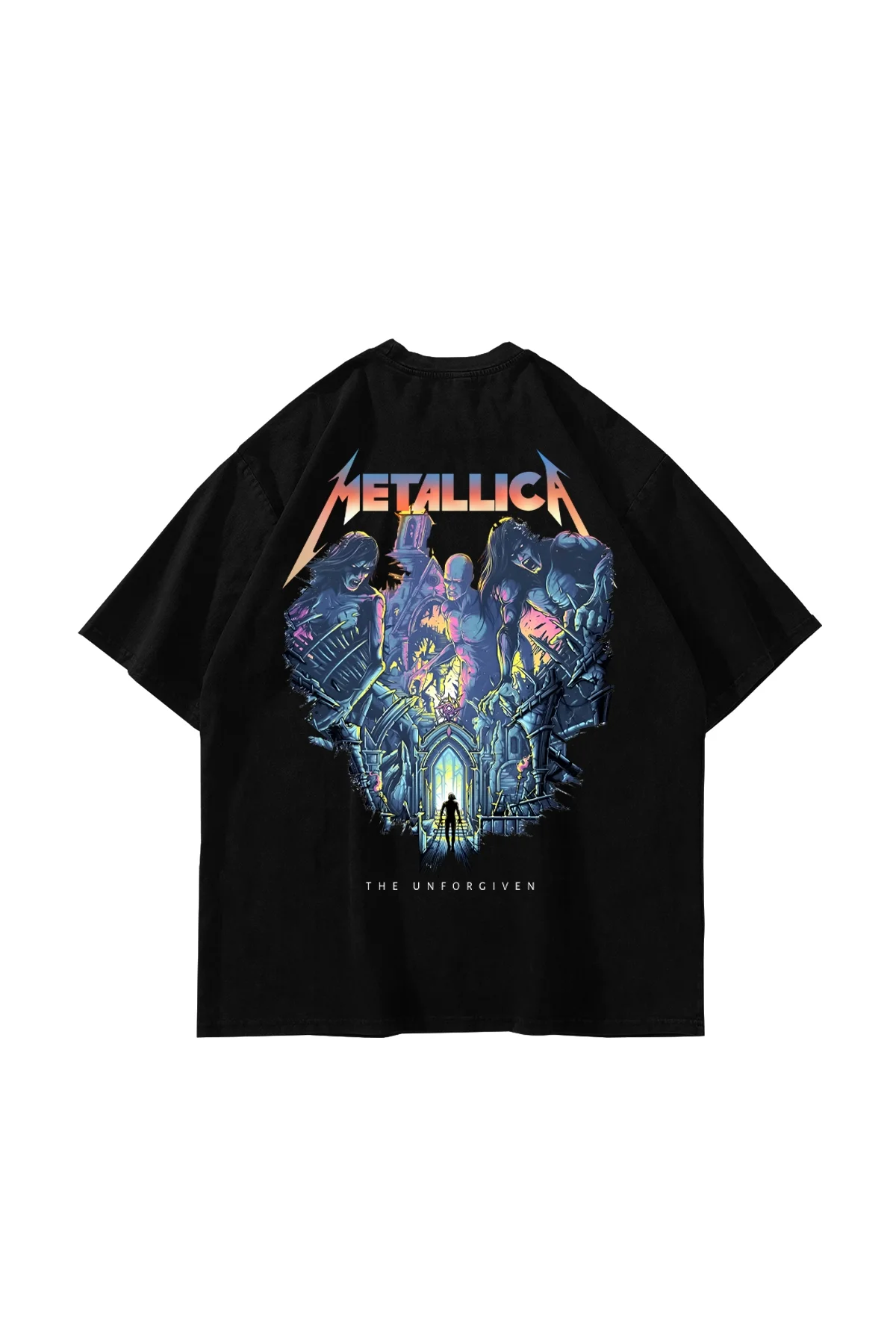 Metallica Unforgiven Baskılı Siyah Oversize Unisex Tshirt