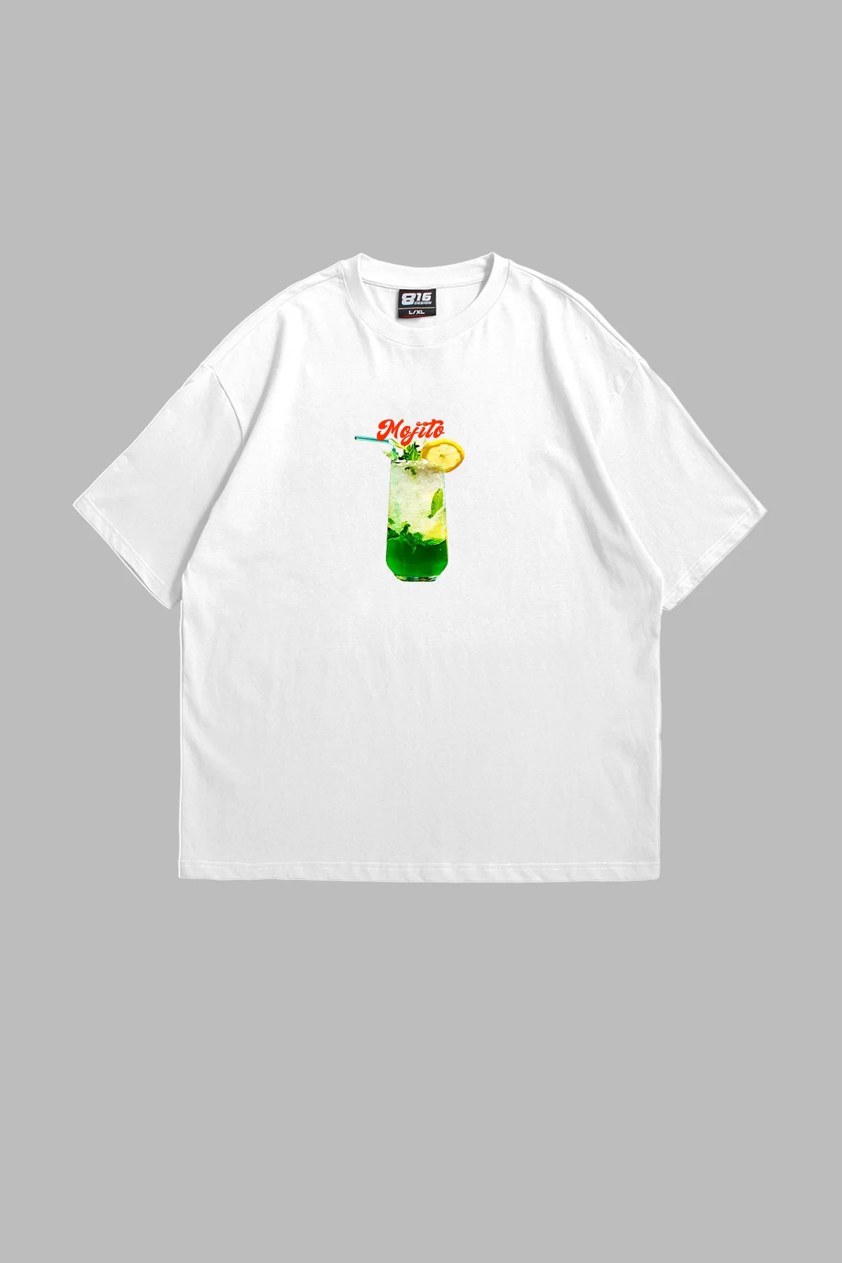 Mojito Baskılı Beyaz Oversize Unisex Tshirt