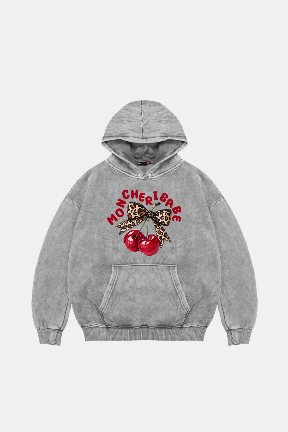 Mon Cherie Oversize Unisex Yıkamalı Beyaz Hoodie