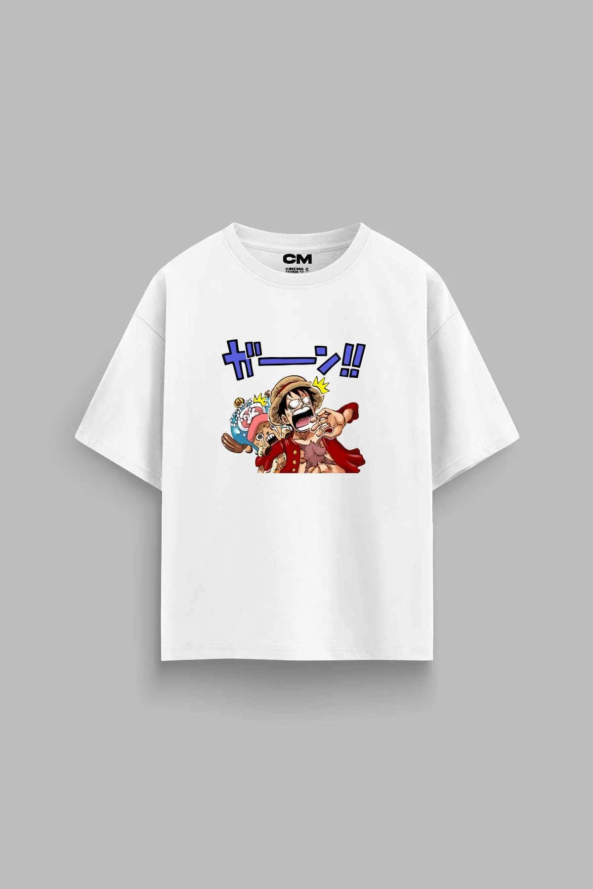 Monkey D. Luffy Baskılı Rahat Kalıp 30/1 Unisex Beyaz Tshirt
