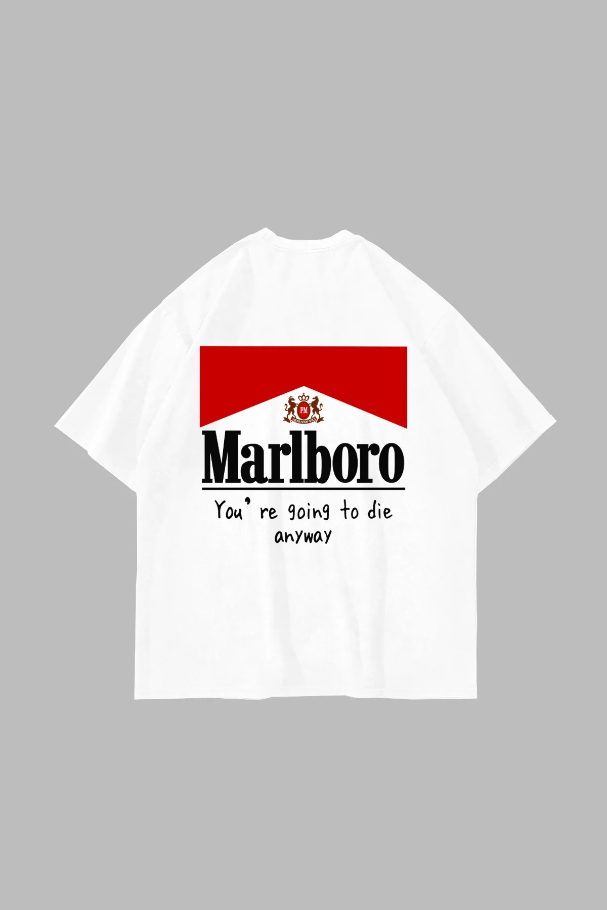 MRL. Baskılı Oversize Unisex Beyaz Tshirt