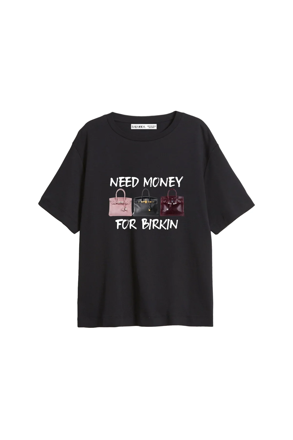Need Money For B. Baskılı Relaxed Fit Siyah Kadın Tshirt