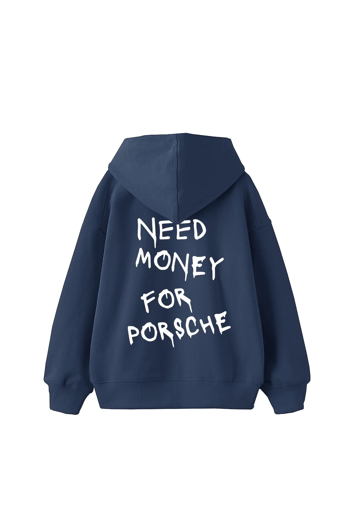 Need Money for Porsche Baskılı Oversize Unisex İndigo Hoodie