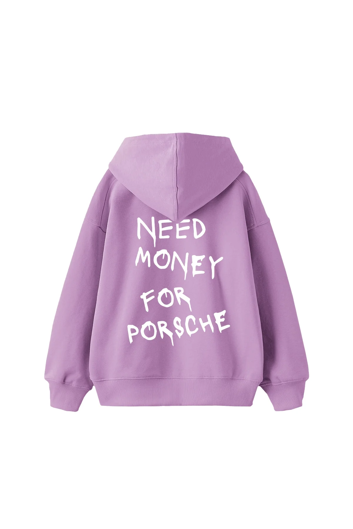 Need Money for Porsche Baskılı Oversize Unisex Mor Hoodie