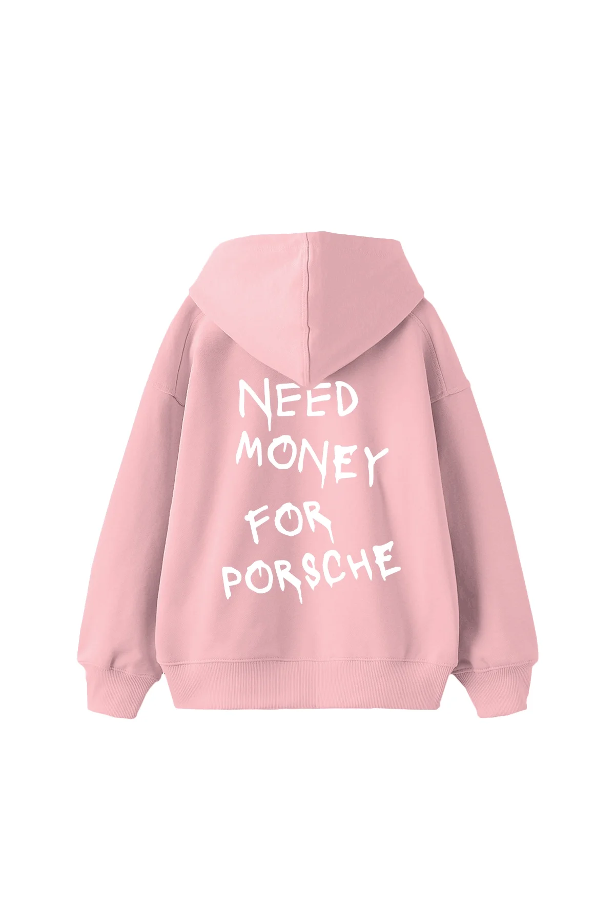 Need Money for Porsche Baskılı Oversize Unisex Pembe Hoodie
