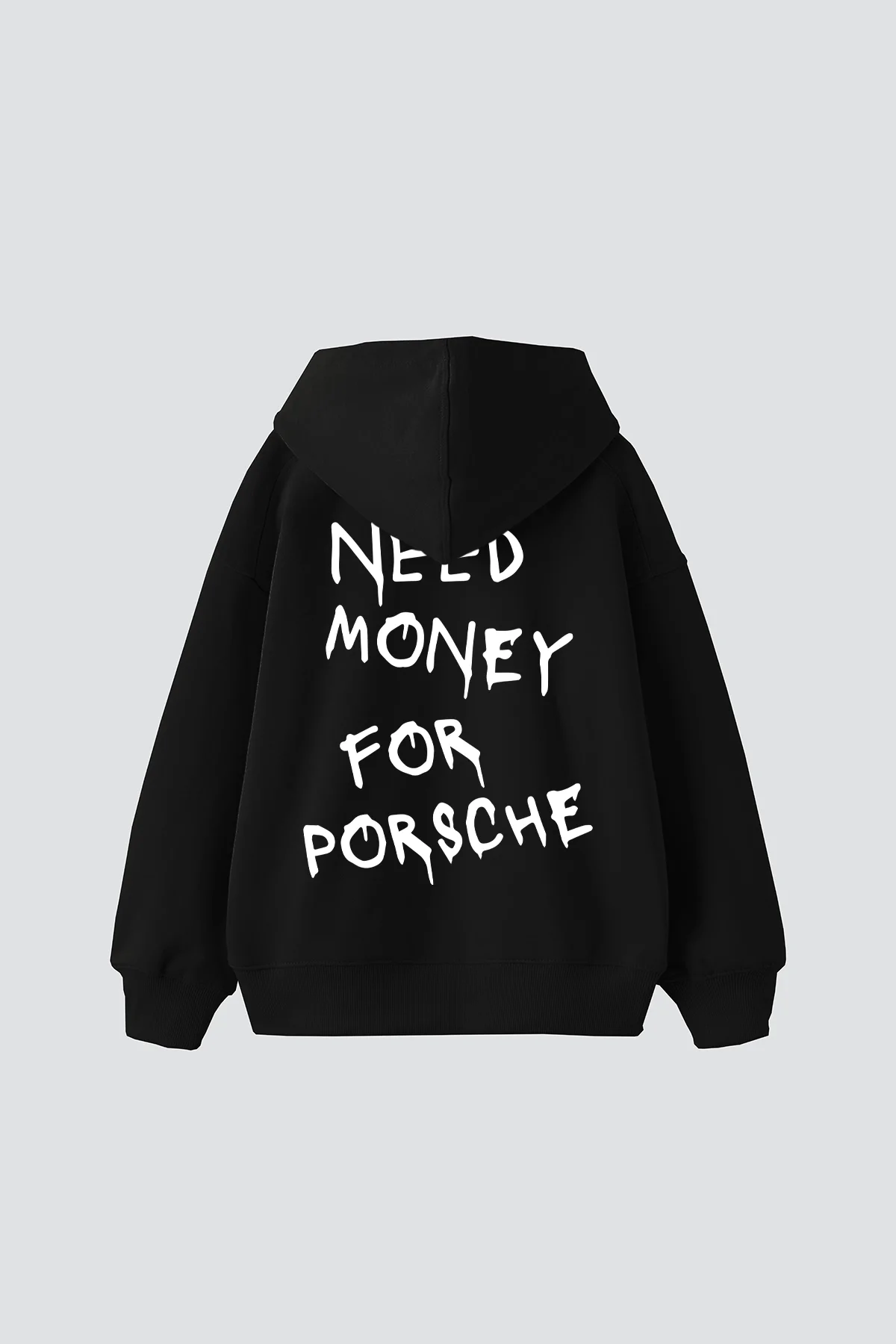 Need Money for Porsche Baskılı Oversize Unisex Siyah Hoodie