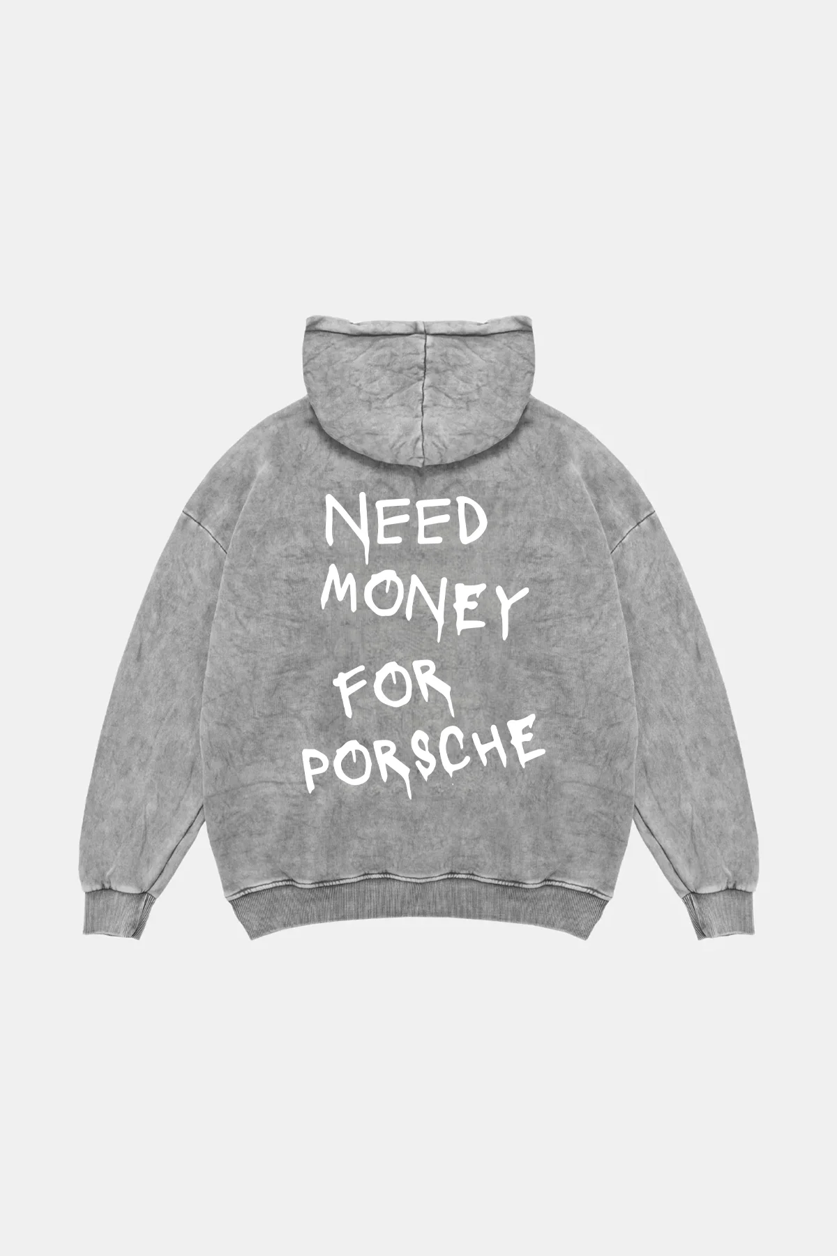 Need Money For Porsche Baskılı Oversize Unisex Yıkamalı Beyaz Hoodie
