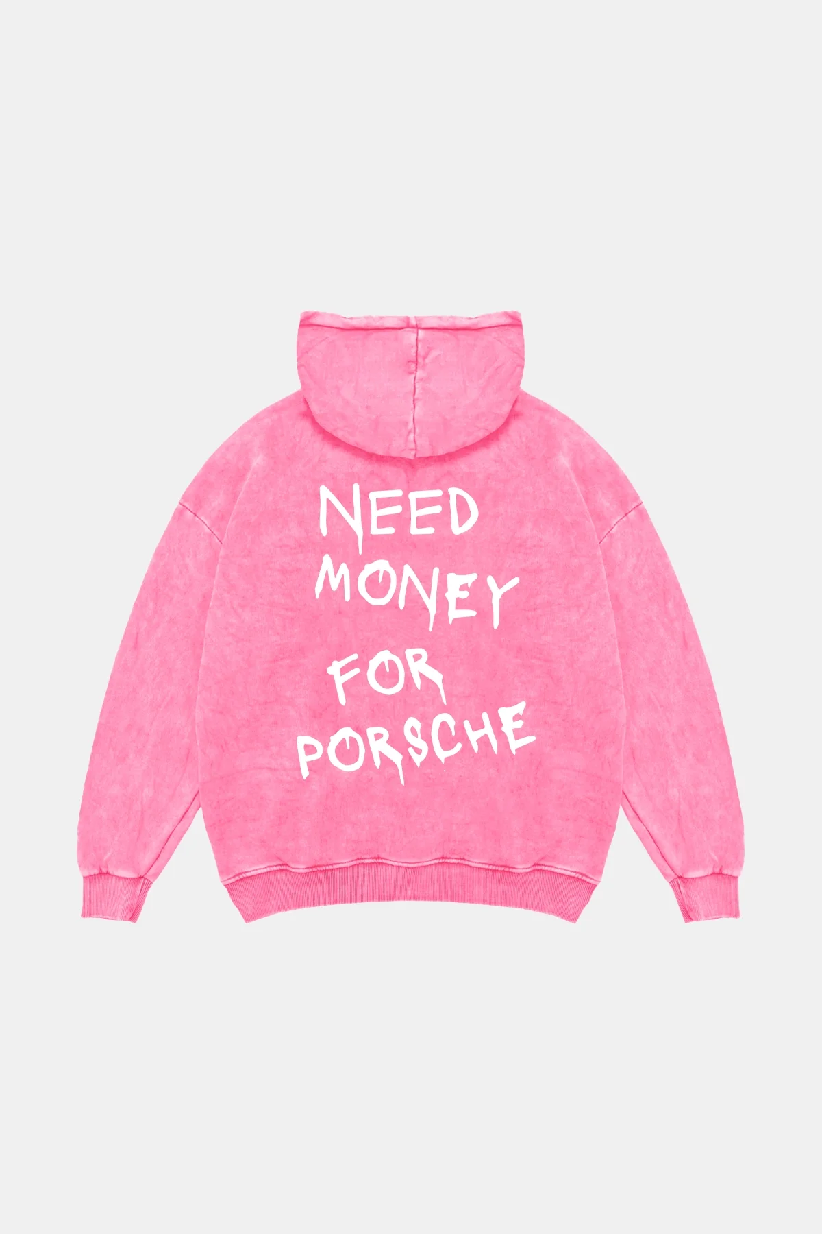 Need Money For Porsche Baskılı Oversize Unisex Yıkamalı Pembe Hoodie