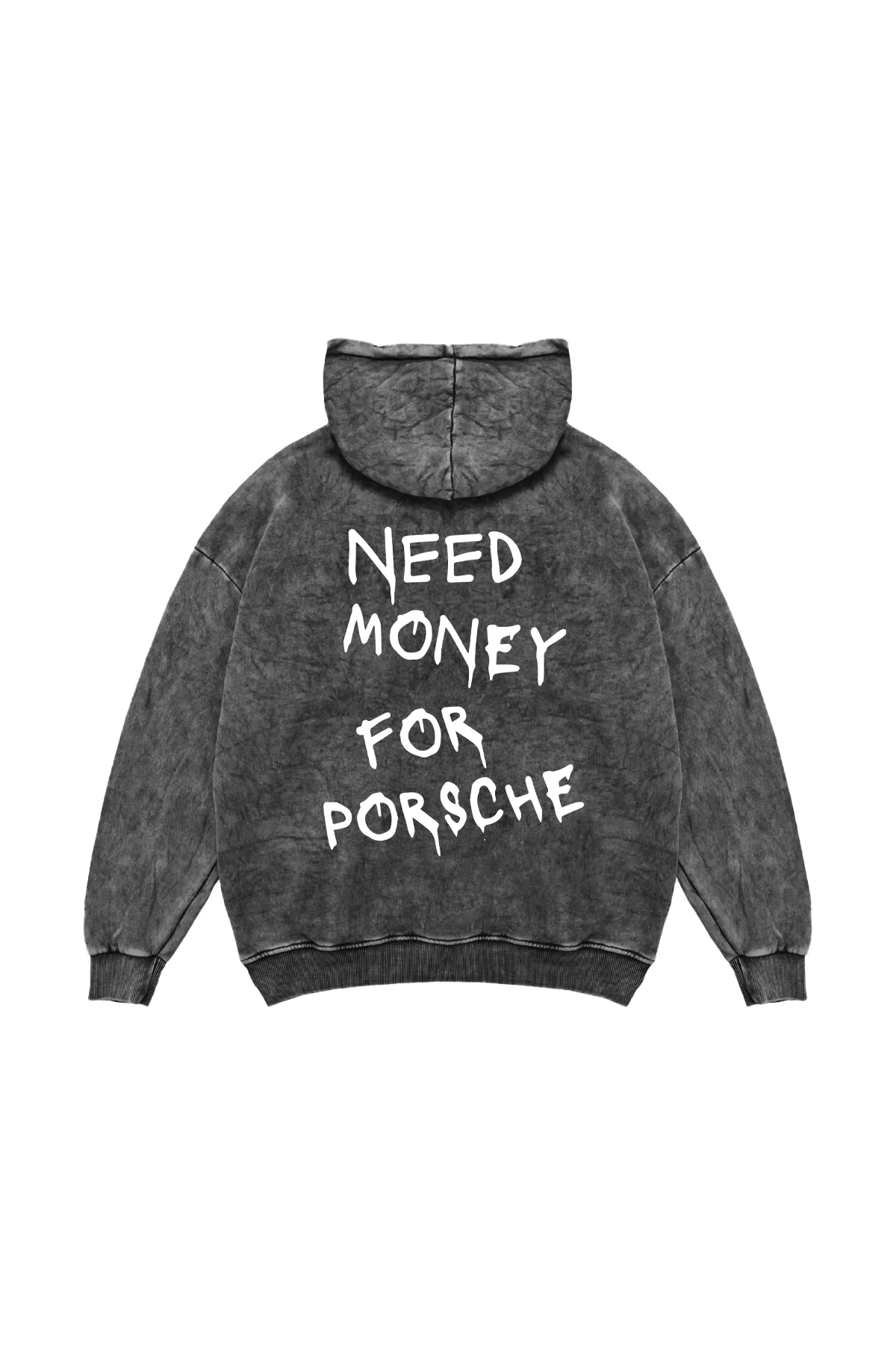 Need Money For Porsche Baskılı Oversize Unisex Yıkamalı Siyah Hoodie