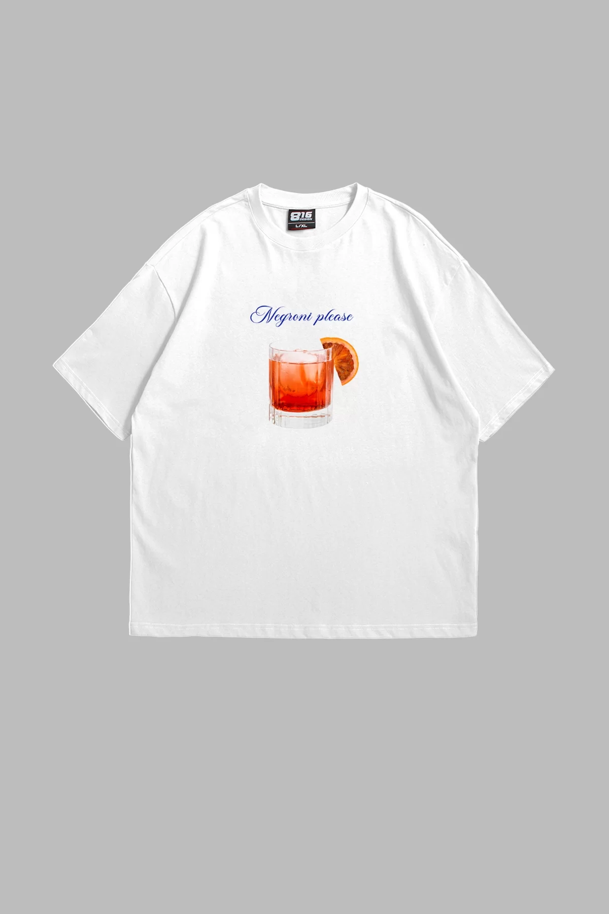 Negroni Please Baskılı Beyaz Oversize Unisex Tshirt