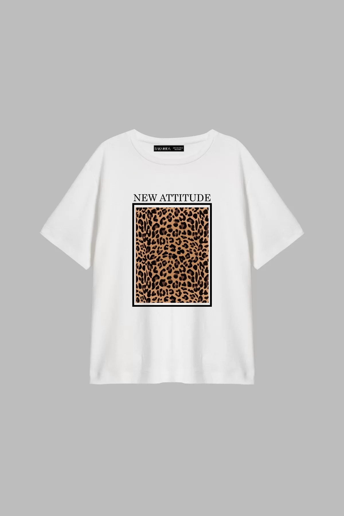 New Attıtude Baskılı Relaved Fit Beyaz Kadın Tshirt