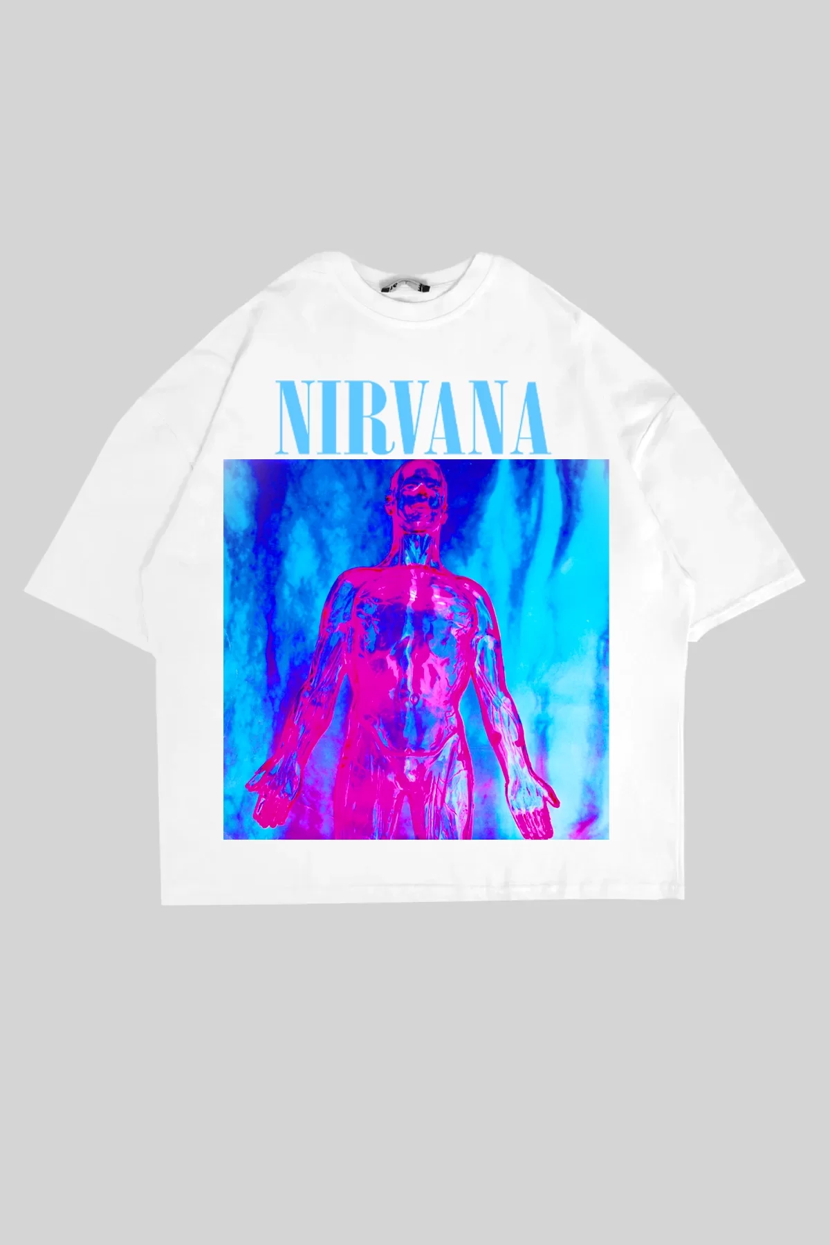 Nirvana Sliver Baskılı Beyaz Oversize Unisex Tshirt