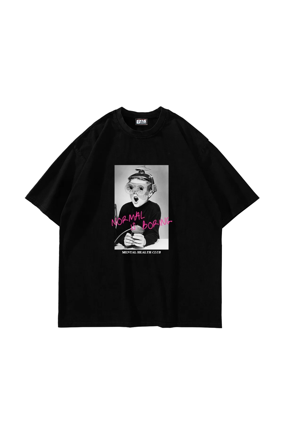 Normal İs Boring Baskılı Oversize Unisex Siyah Tshirt