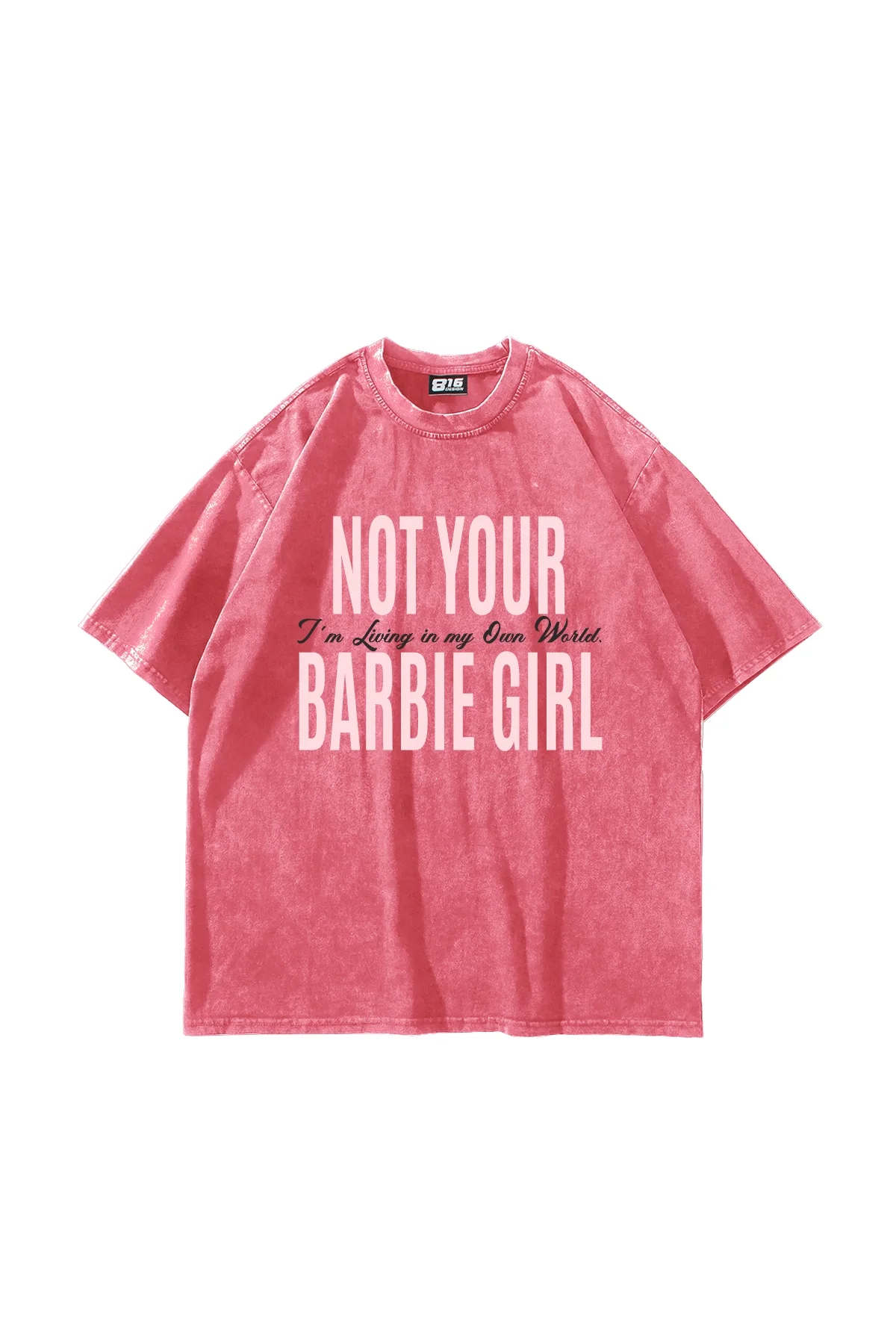 Not Your B. Girl Baskılı Oversize Unisex Yıkamalı Pembe Tshirt