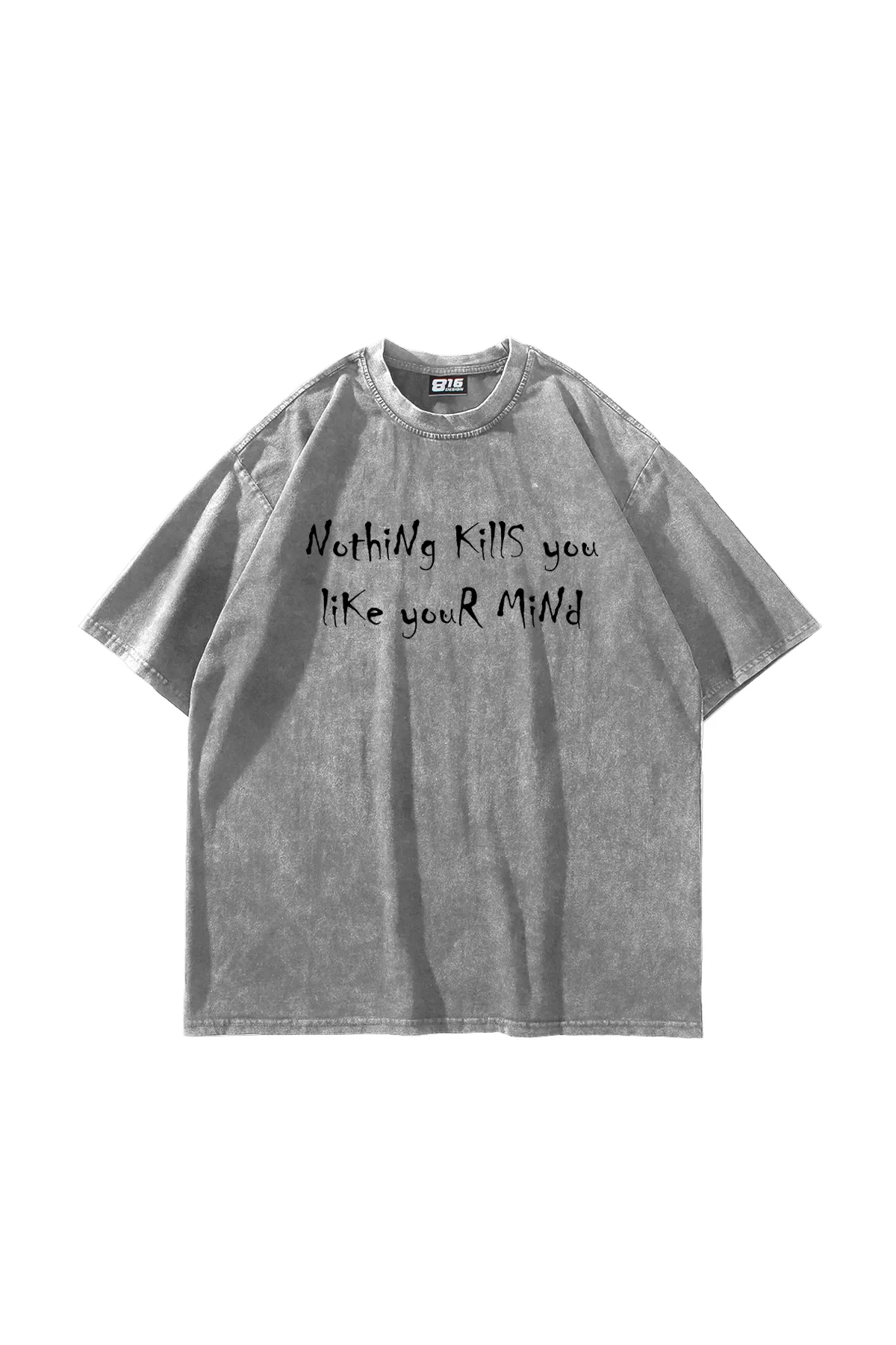 Nothing Kills You Baskılı Oversize Unisex Yıkamalı Beyaz Tshirt