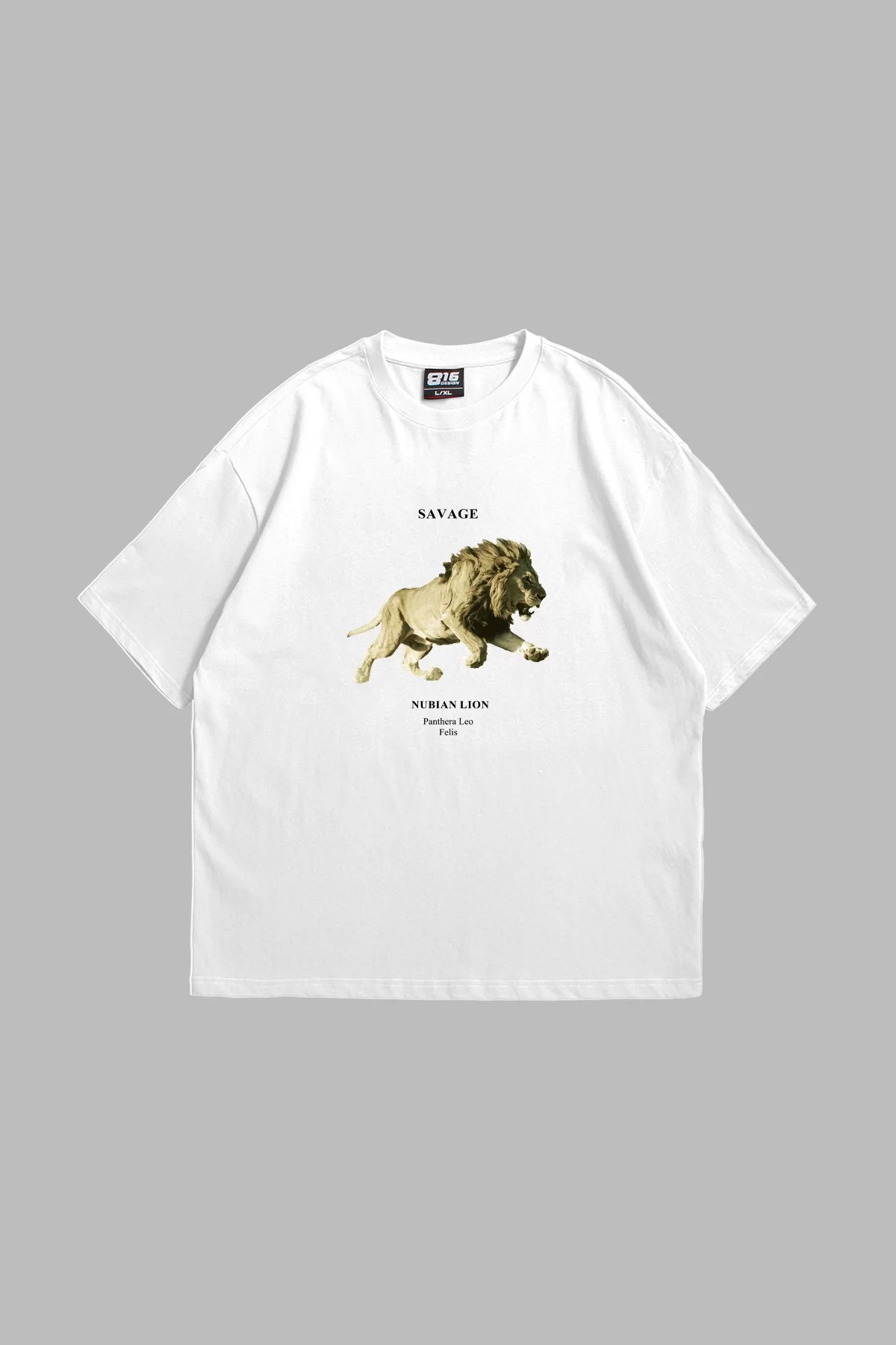 Nubian Lion Baskılı Oversize Unisex Beyaz Premium Tshirt