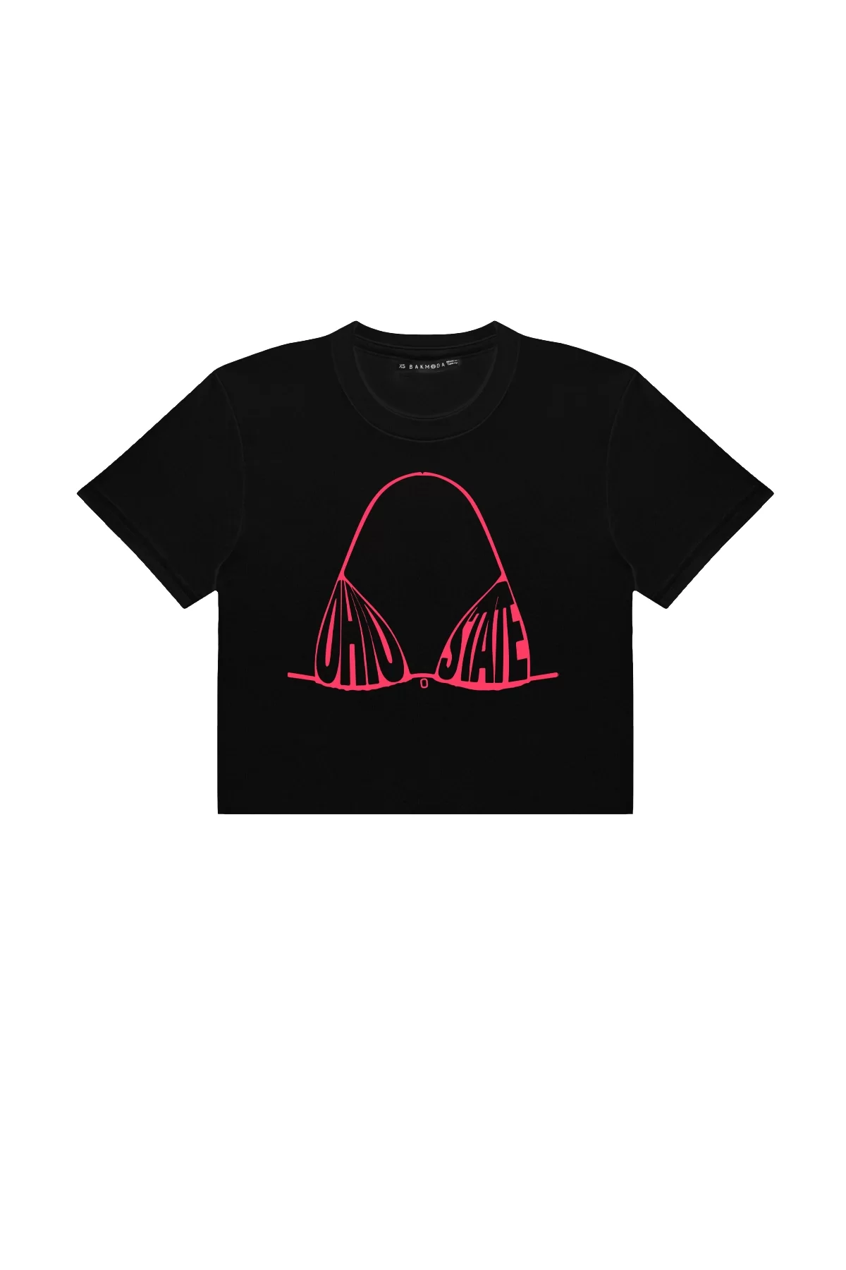Oho State Baskılı Siyah Crop Top