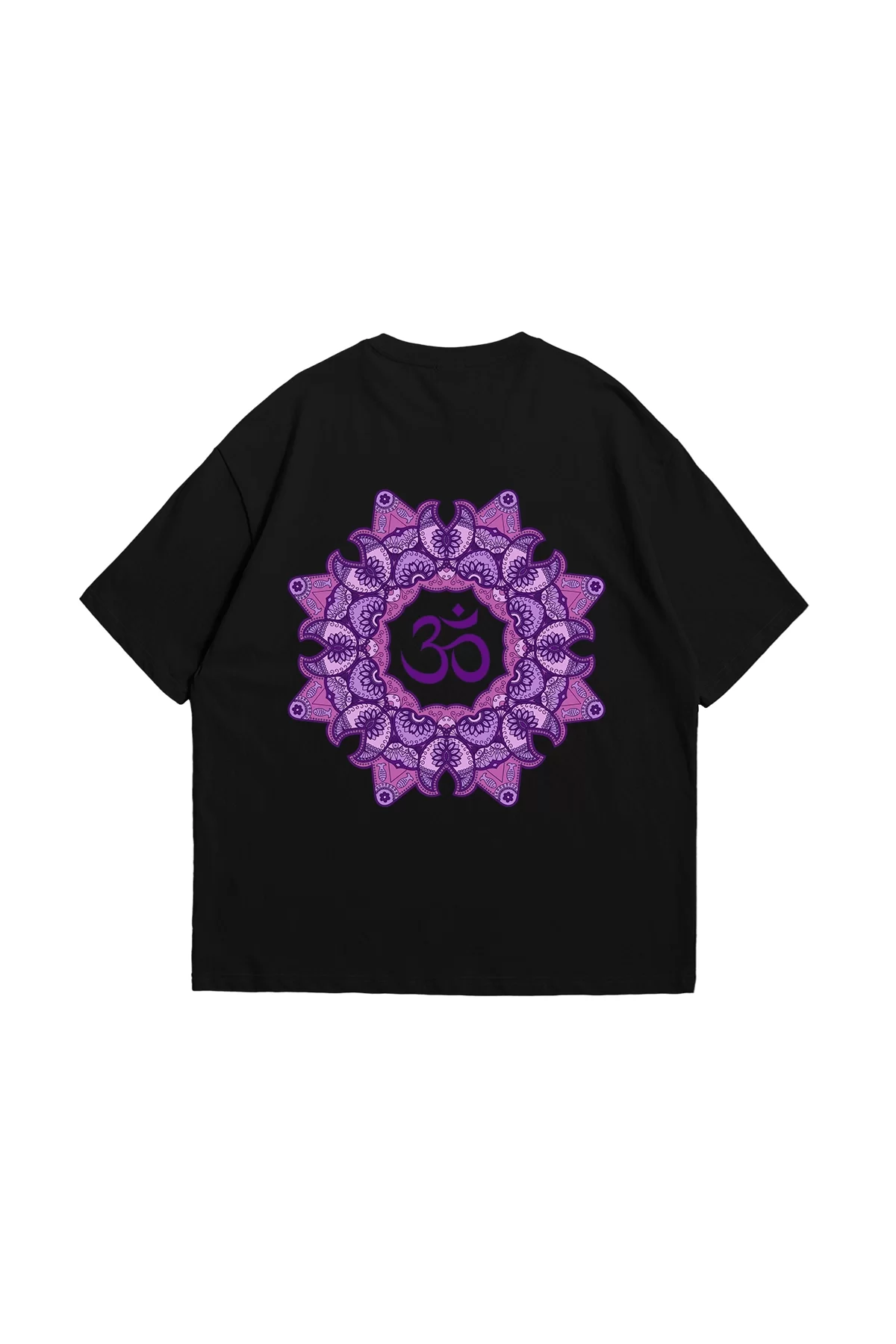 OM Baskılı Oversize Unisex Siyah Tshirt