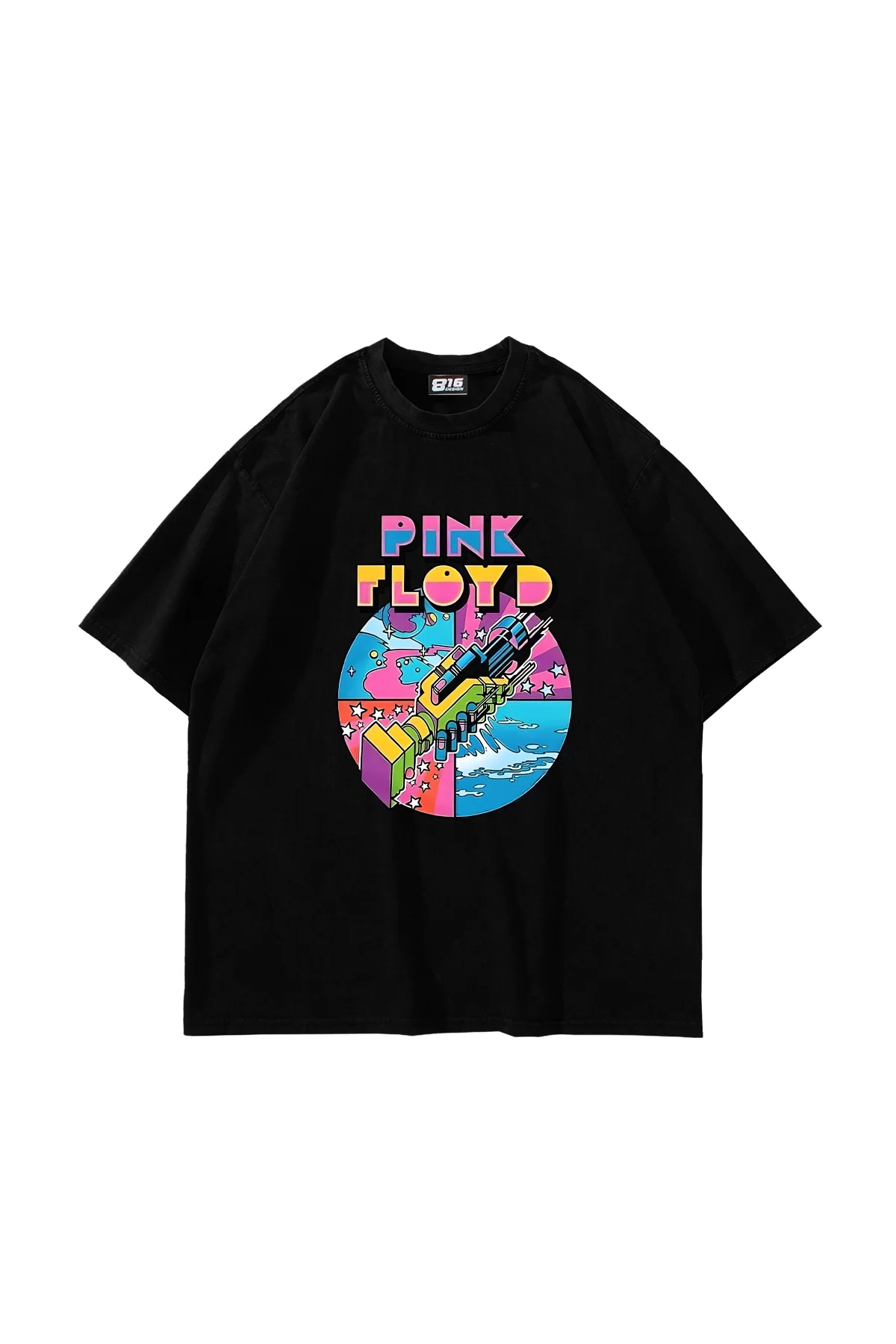 P. Floyd Baskılı Siyah Oversize Unisex Tshirt