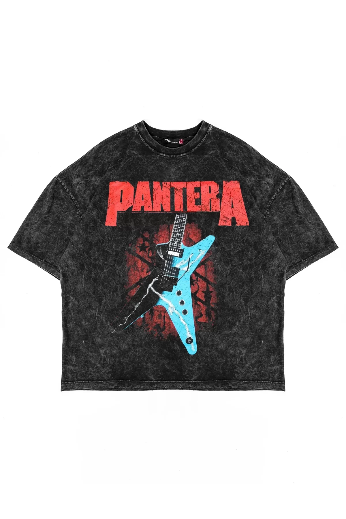 Pantera Baskılı 24/1 Oversize Premium Yıkamalı Siyah Tshirt