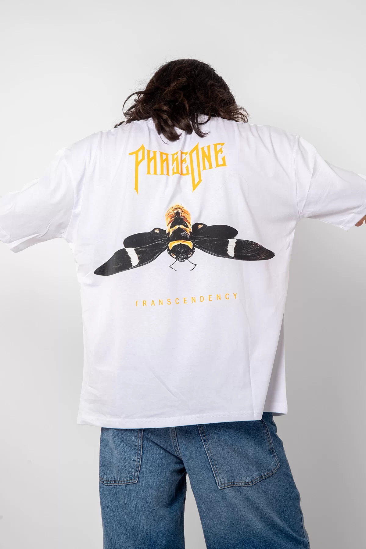 PhaseoneV2 Baskılı 24/1 Oversize Unisex Beyaz Tshirt