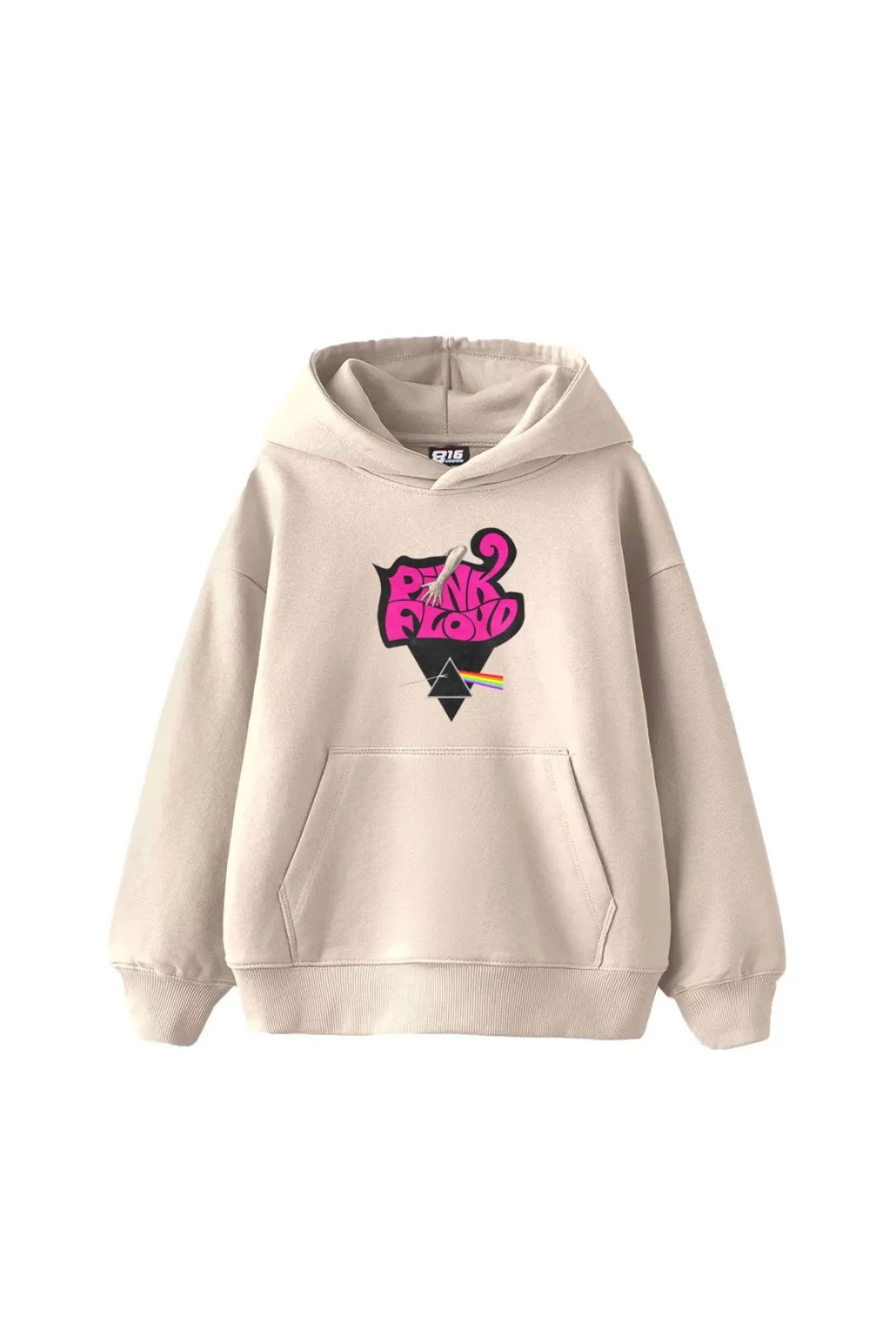Pink Floyd Baskılı Oversize Unisex Bej Hoodie