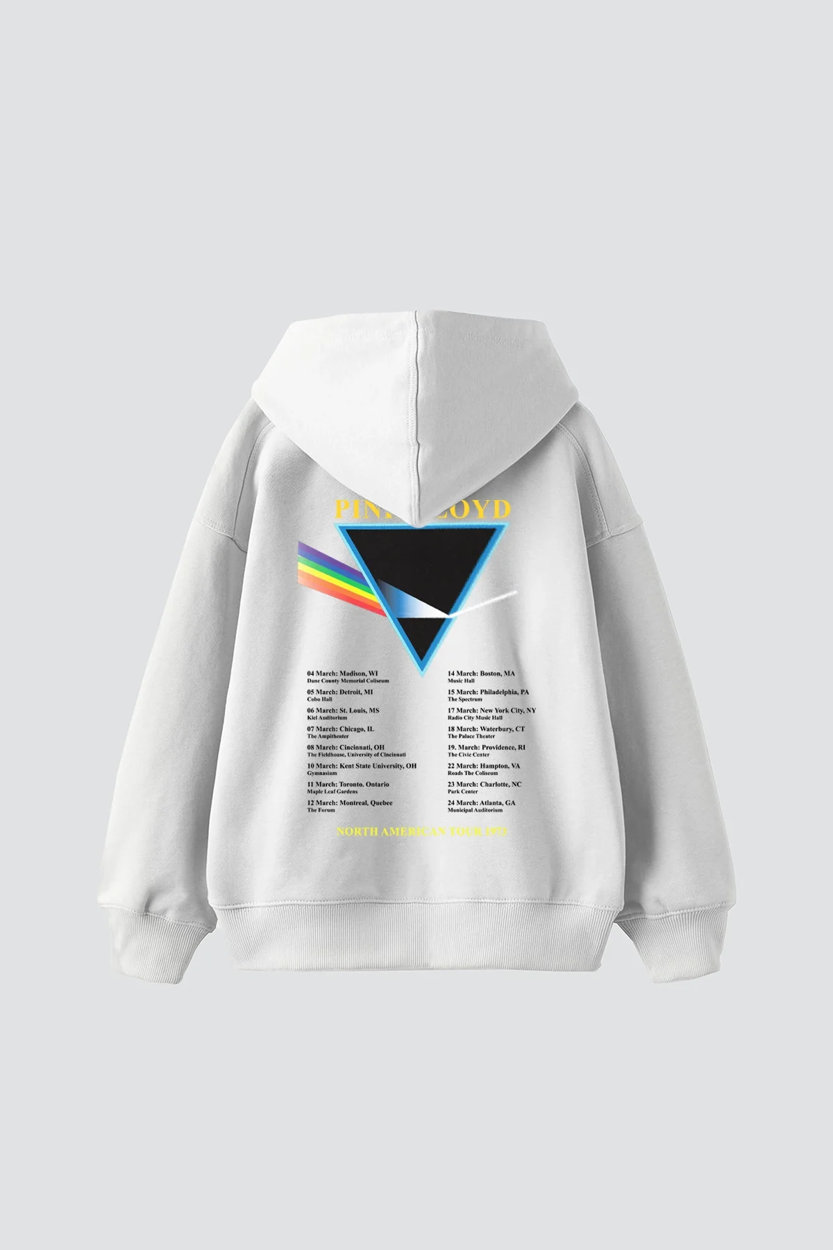 Pink Floyd V2 Baskılı Oversize Unisex Beyaz Hoodie