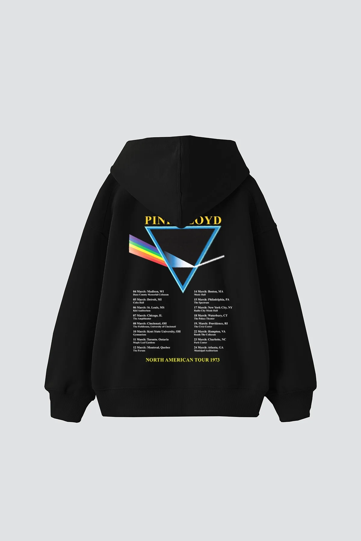 Pink Floyd V2 Baskılı Oversize Unisex Siyah Hoodie